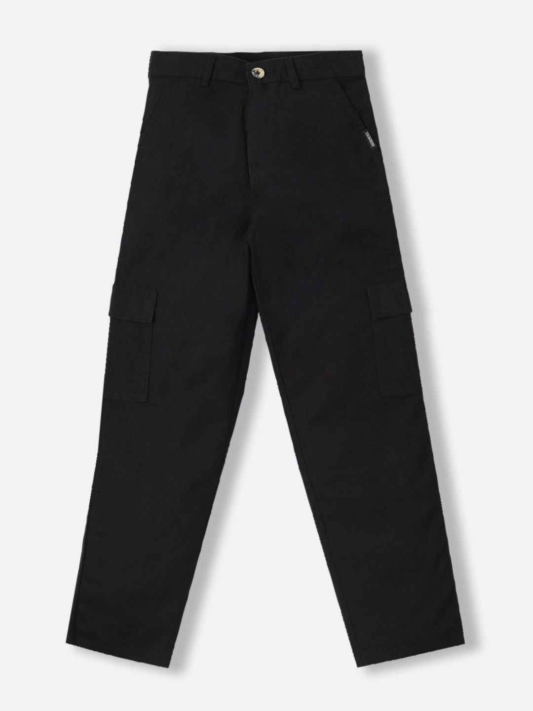 Urbano Juniors Boy's Black Loose Baggy Fit Solid Cargo Chino Pant with 6 Pockets