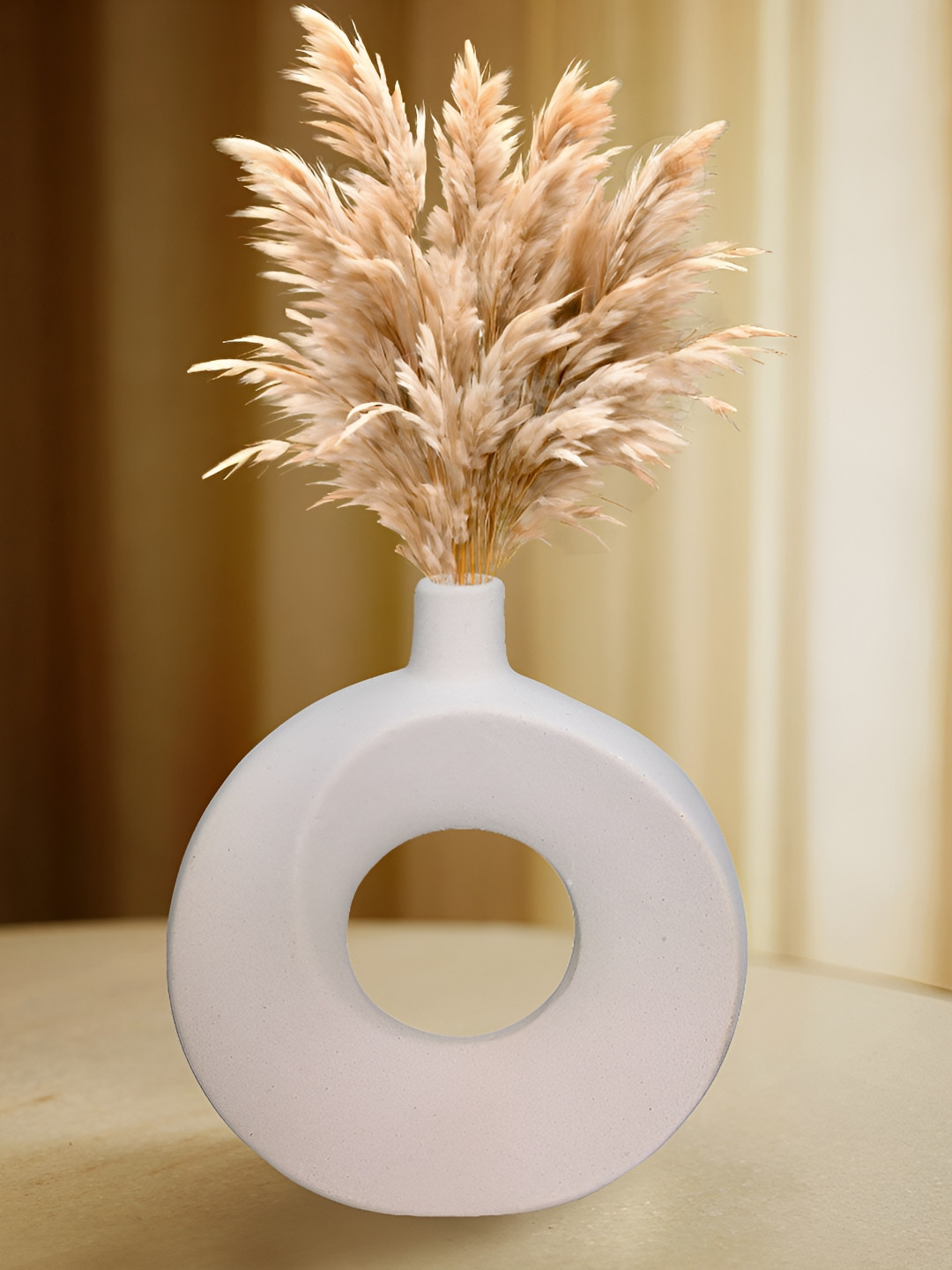 Cortina White Textured Donut Shaped Ceramic Flower Vase