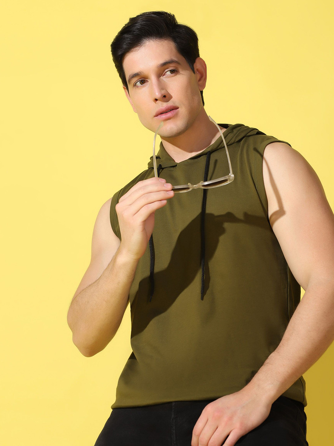 WOOSTRO Hooded Cotton Innerwear Vest - RS28 PLAIN OLIVE