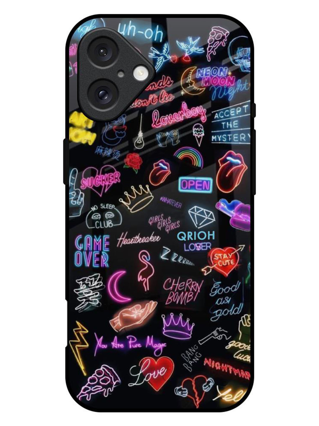 QRIOH Quirky Printed iPhone 16 Plus Glass Back Case