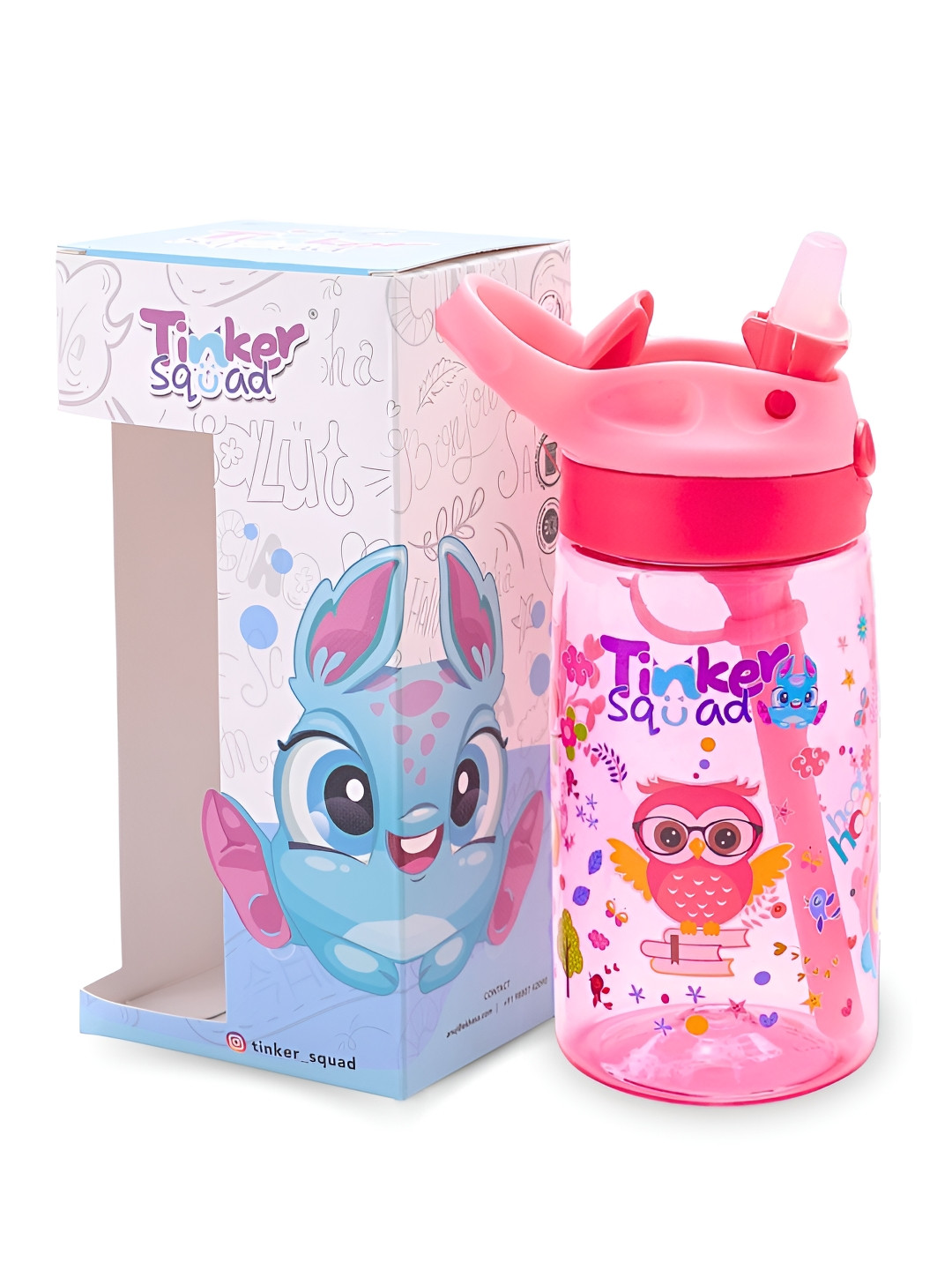 Tinker Squad Tritan Pink Conversational Tritan Spill Proof Sipper - 500ml