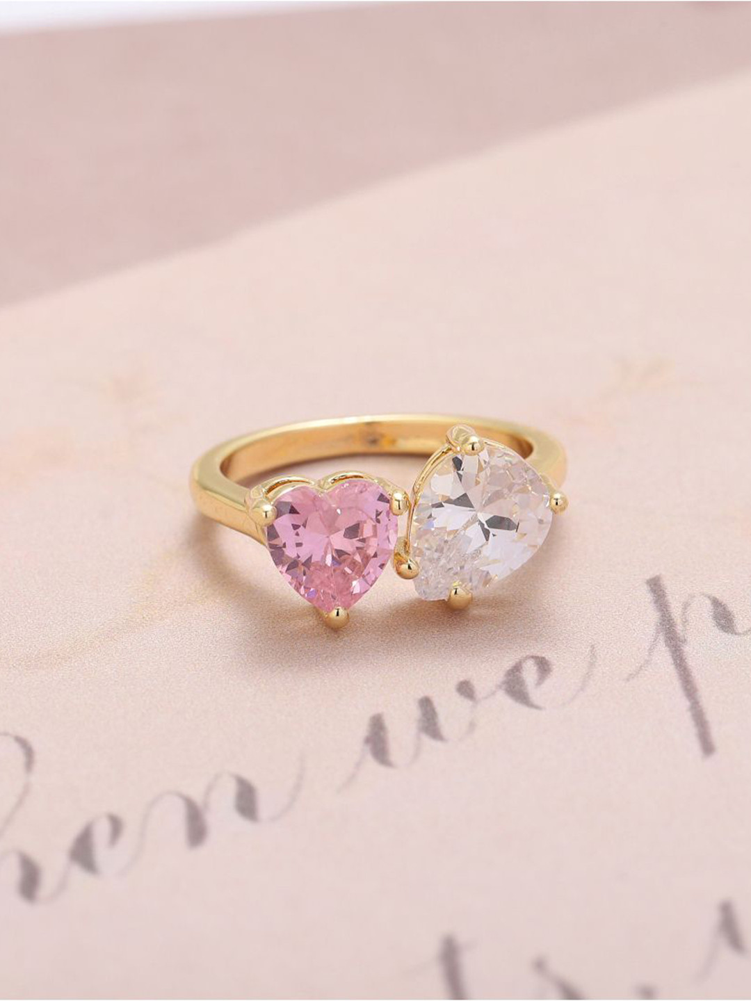 SALTY Women & Girls Double Crystal studded ToietMoi Finger Ring
