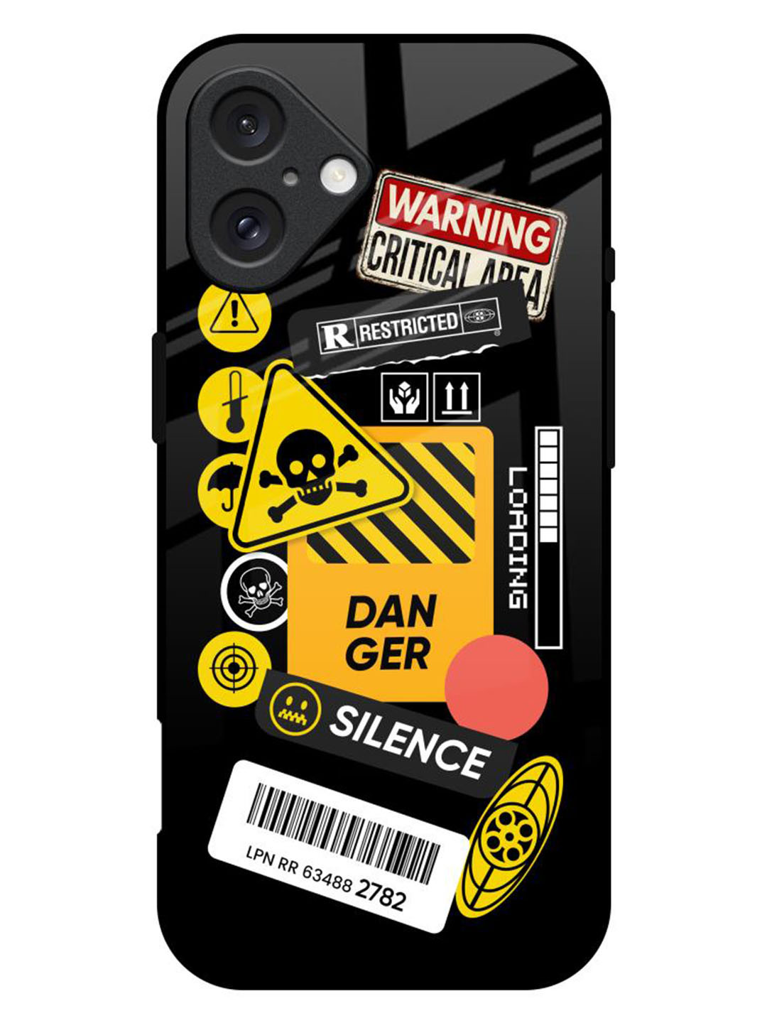 QRIOH Danger Signs Printed iPhone 16 Plus Back Case