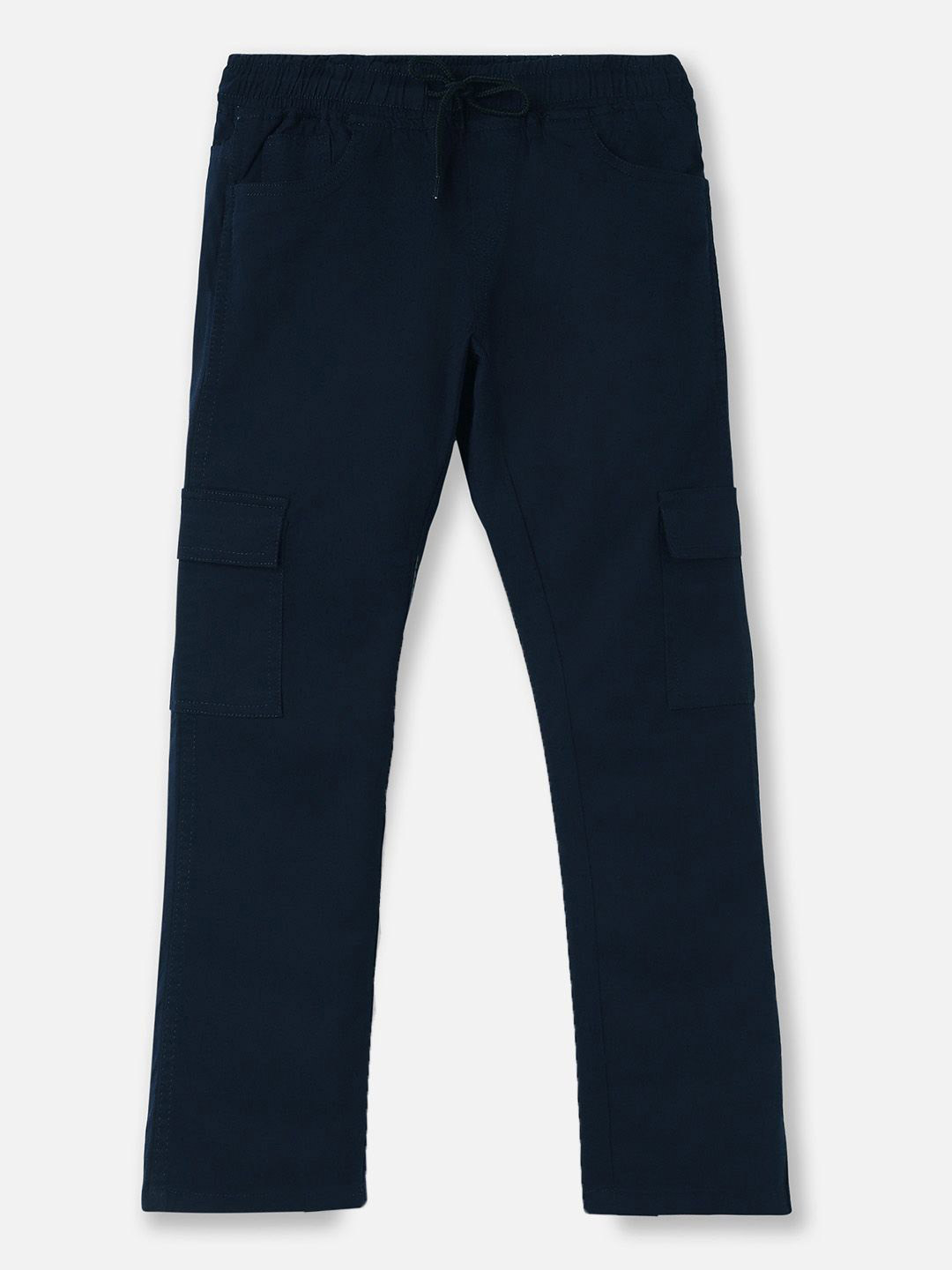 Urbano Juniors Boy's Navy Regular Fit Solid Cargo Chino Pant with 6 Pockets Stretchable
