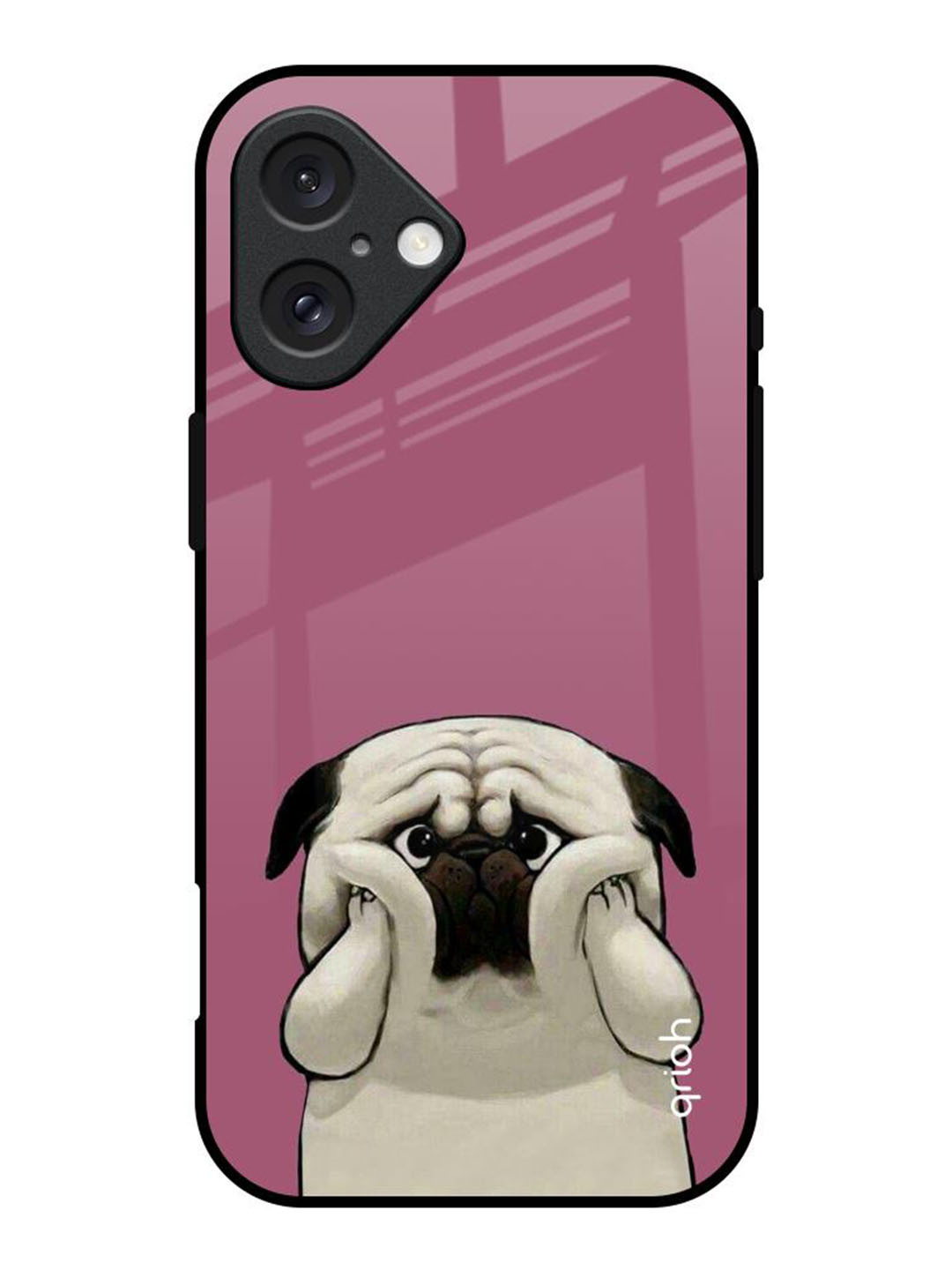 QRIOH Funny Pug Face Printed iPhone 16 Back Case
