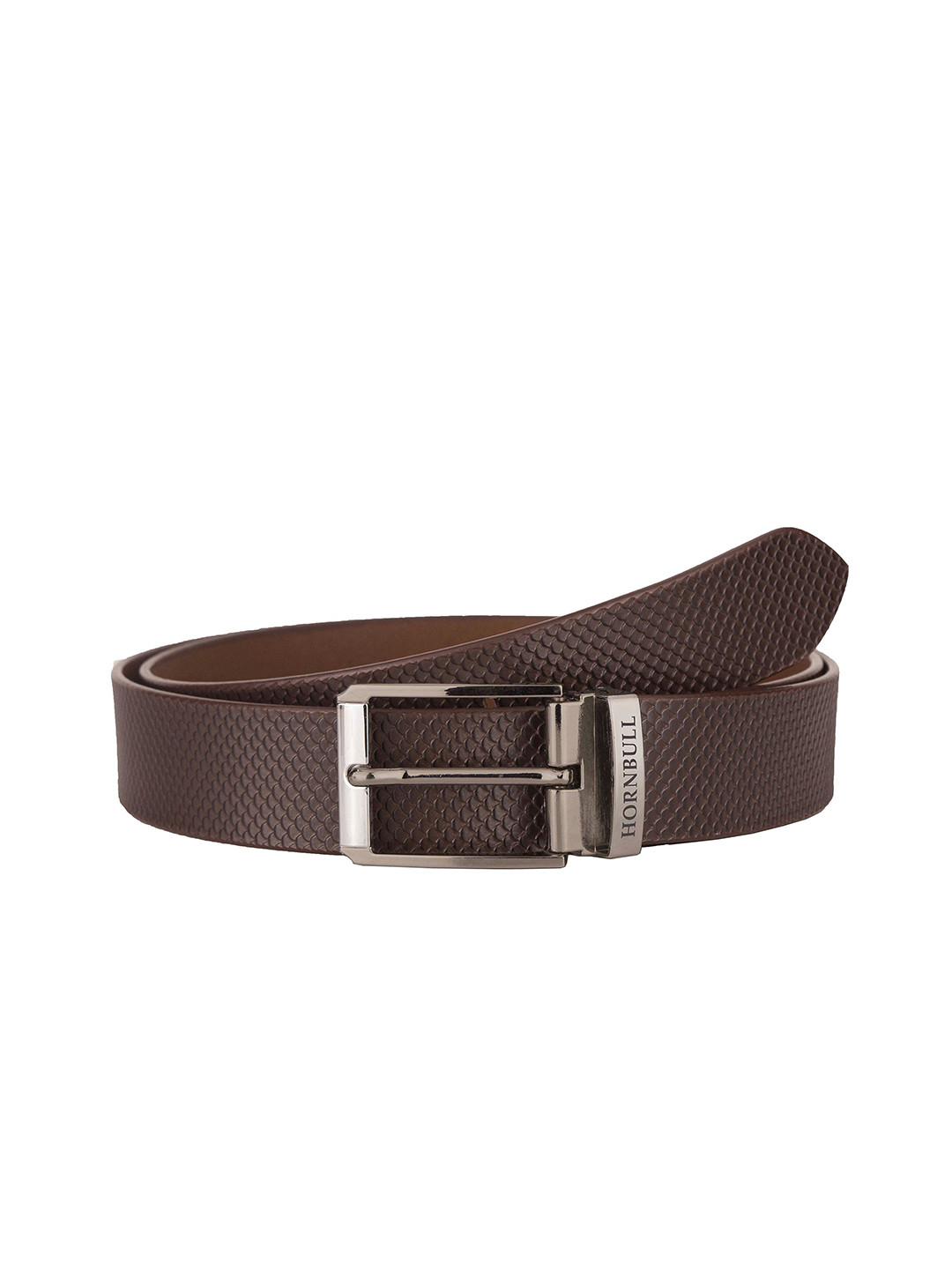 Hornbull Men Leather Textured Wide Belt