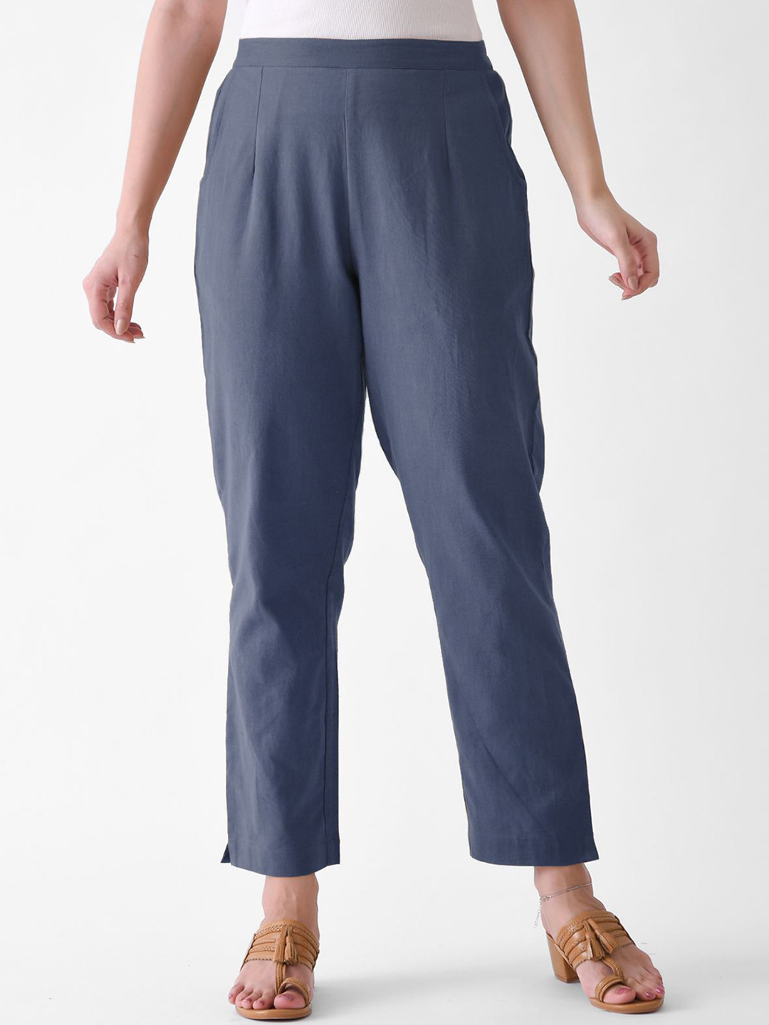 Rustorange Women Pure Cotton Slate Grey  AMPM Pants