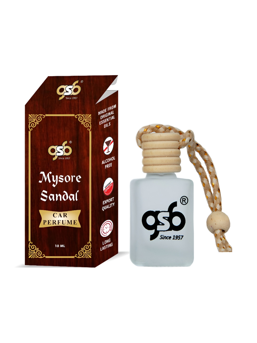 GSB Transparent Mysore Sandal Hanging Car Air Freshener - 10 ml