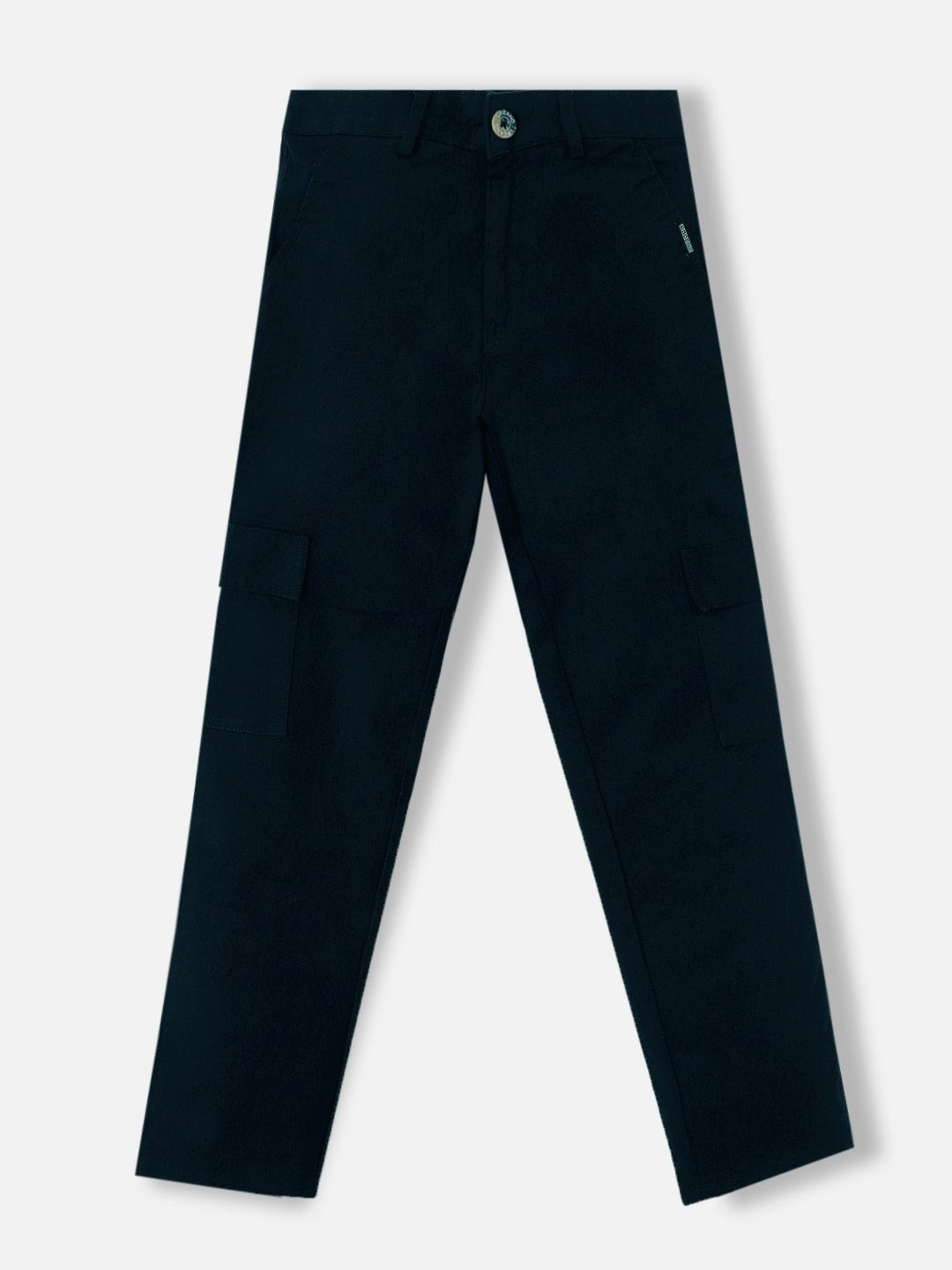Urbano Juniors Boy's Navy Regular Fit Solid Cargo Chino Pant with 6 Pockets Stretchable