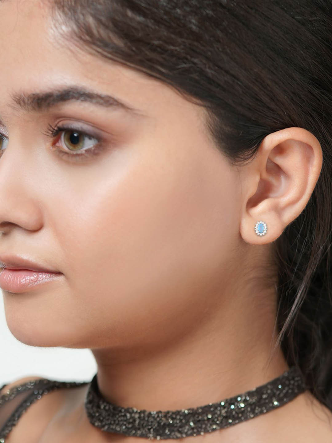 BHIMA 925 Sterling Silver Dreamy Stone Stud Earrings