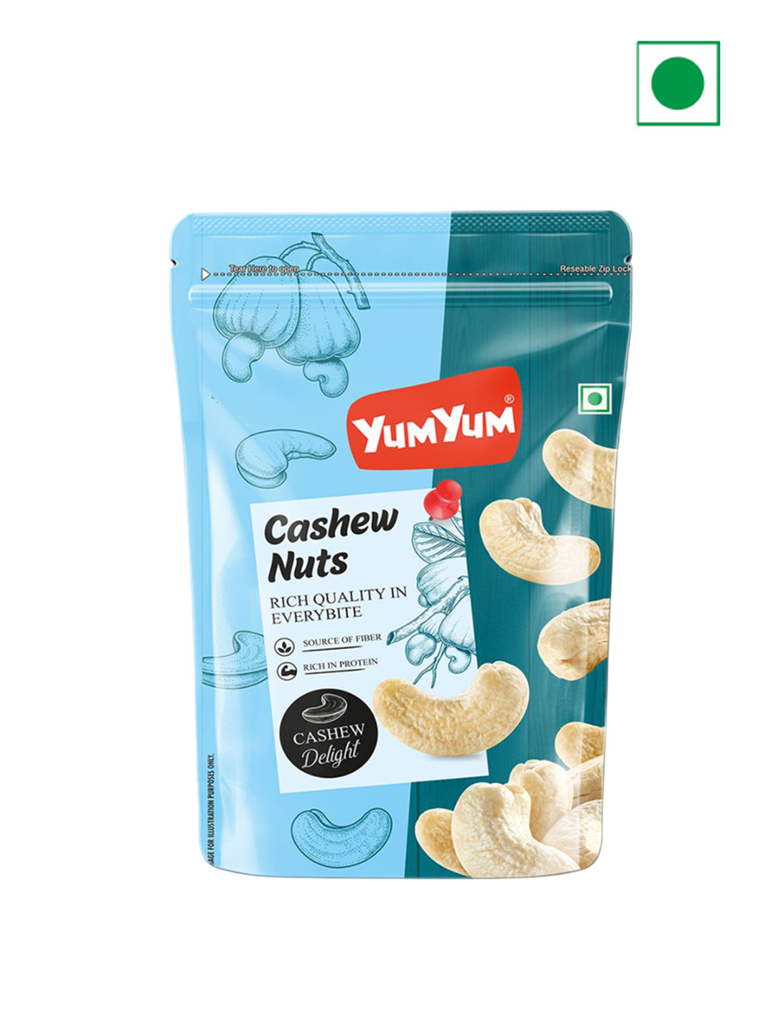YUM YUM Fresh & Crunchy Whole Cashew Nuts - 500 g