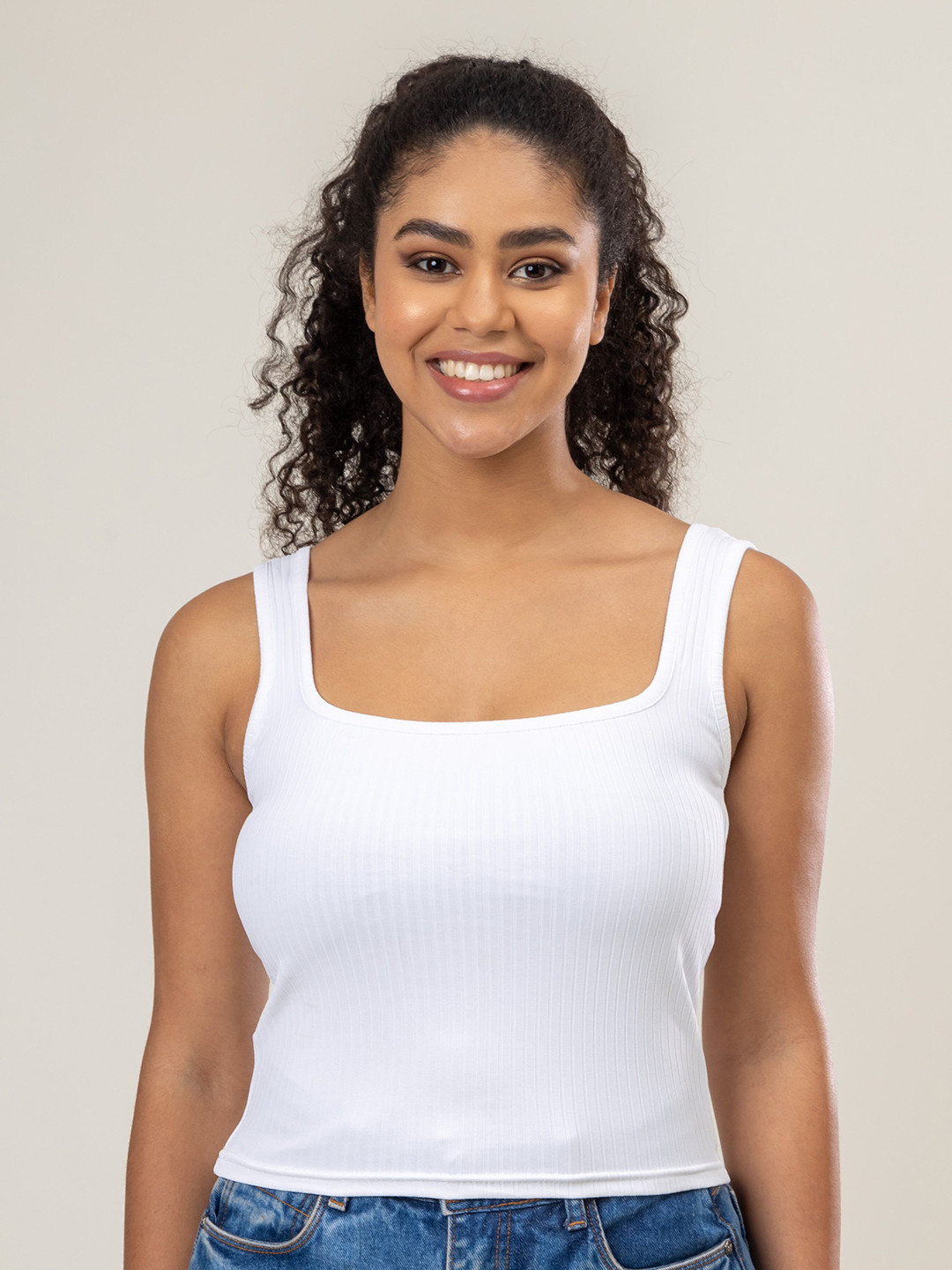 PYR8 Women Vertical Stripes Striped Tank Crop Top