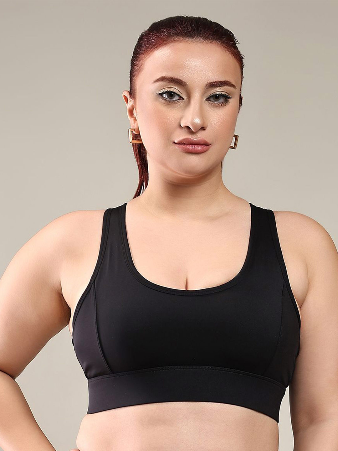 BRACHY Women Plus Size Full Coverage Padded Rapid-Dry High Impact Racerback Workout Bra