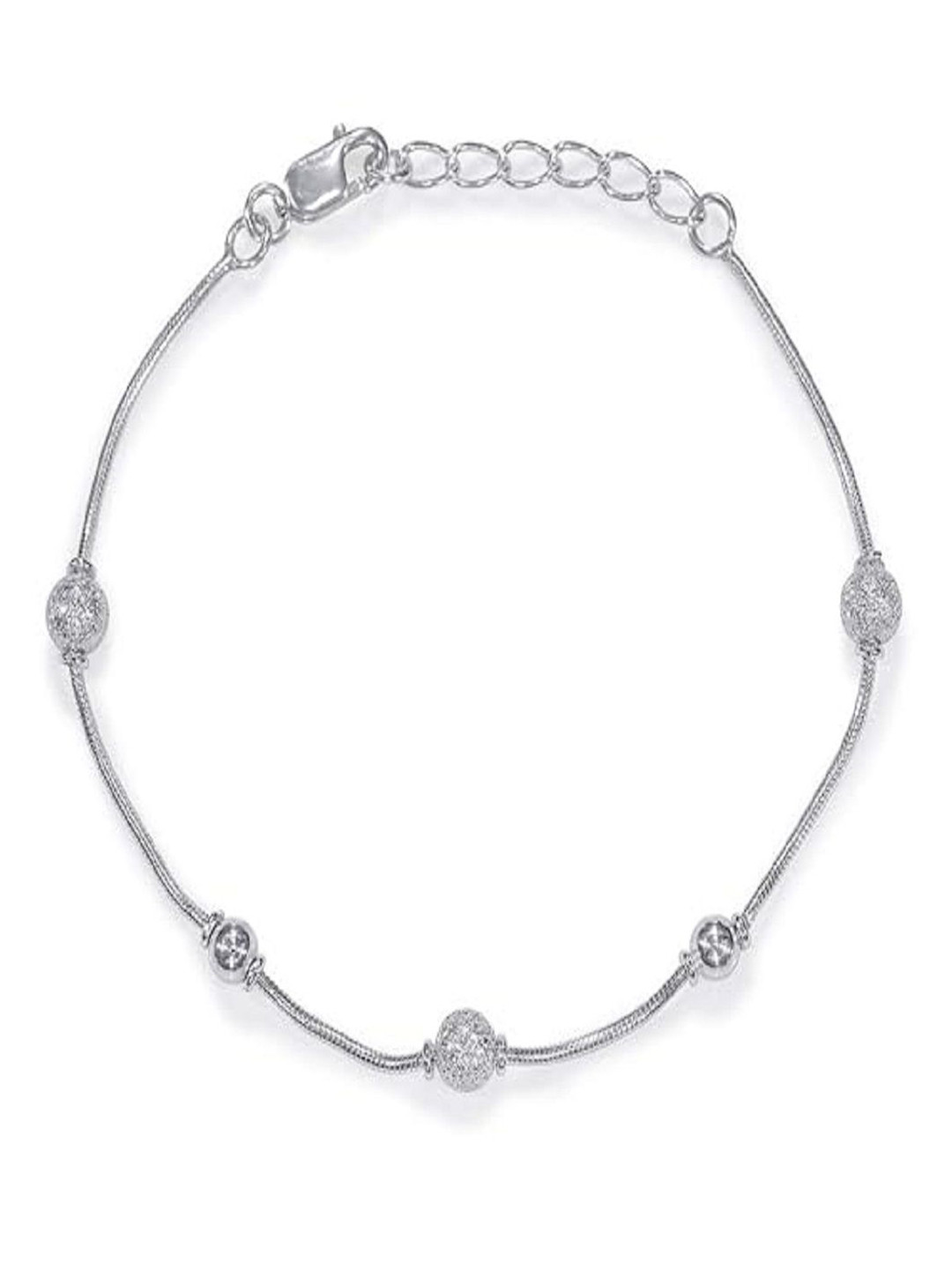 Taraash 925 Sterling Silver Frosted Ball Link Bracelet
