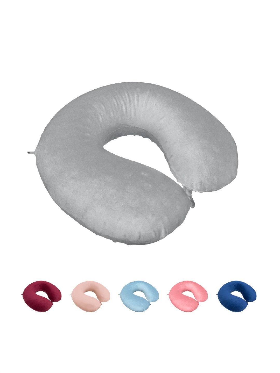 MA xNAP Sleep Support Grey Solid Faux Velvet Firm Memory Foam Travel Pillow-10 x 32 x 32 cm