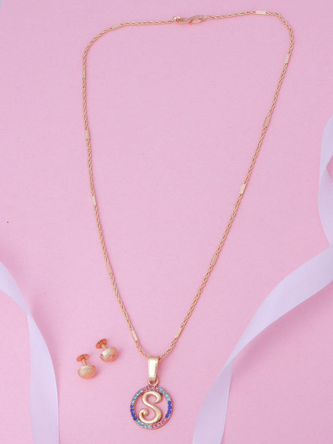 Ramdev Art Fashion Jwellery Gold-Plated Stone Studded S Alphabate Jewellery Set