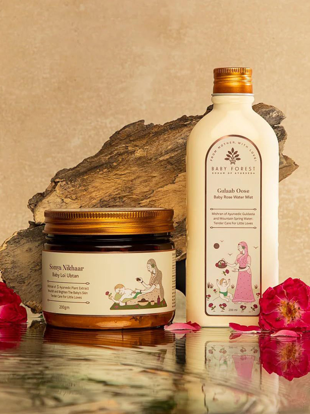 Baby Forest Set Of 2 Baby Loi Ubtan Powder & Rose Water Mist - 200 ml Each