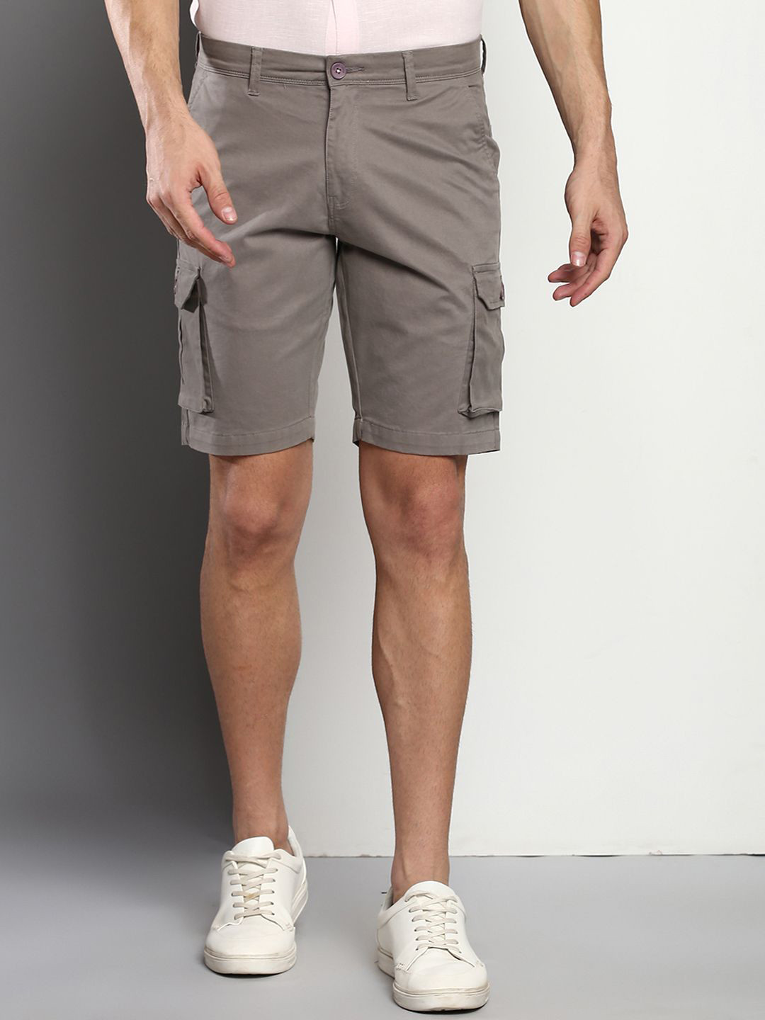Dennis Lingo Men Grey Slim Fit Cargo Shorts