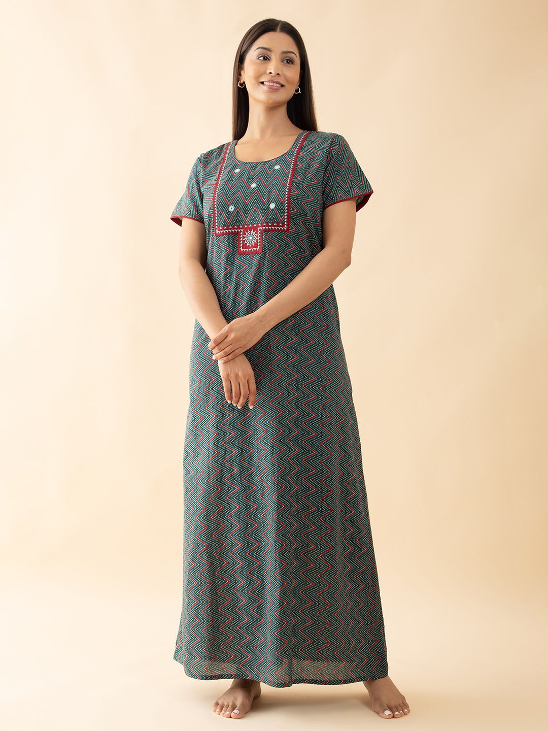 Maybell Chervon Printed Maxi Nightdress