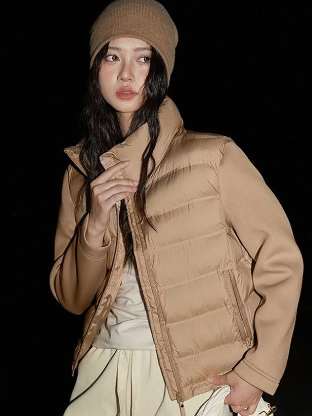 Miss Mosa By Akanksha  Beige Elma Warm Winter Essential Puffer Jacket