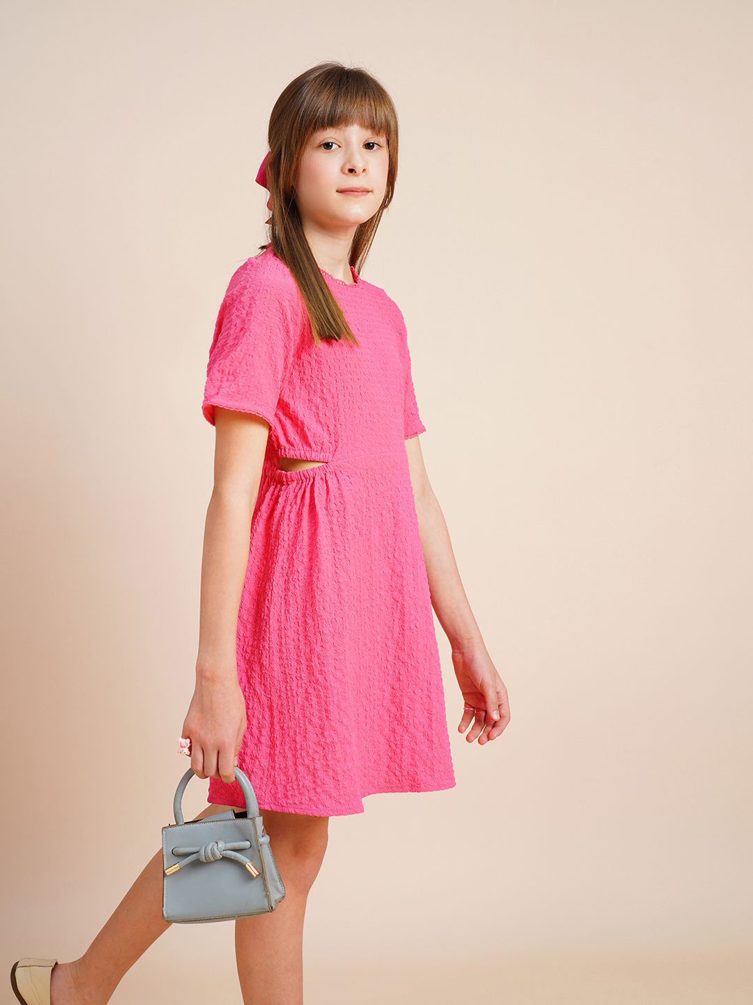 Vero Moda Girls Self Design Fit & Flare Mini Dress