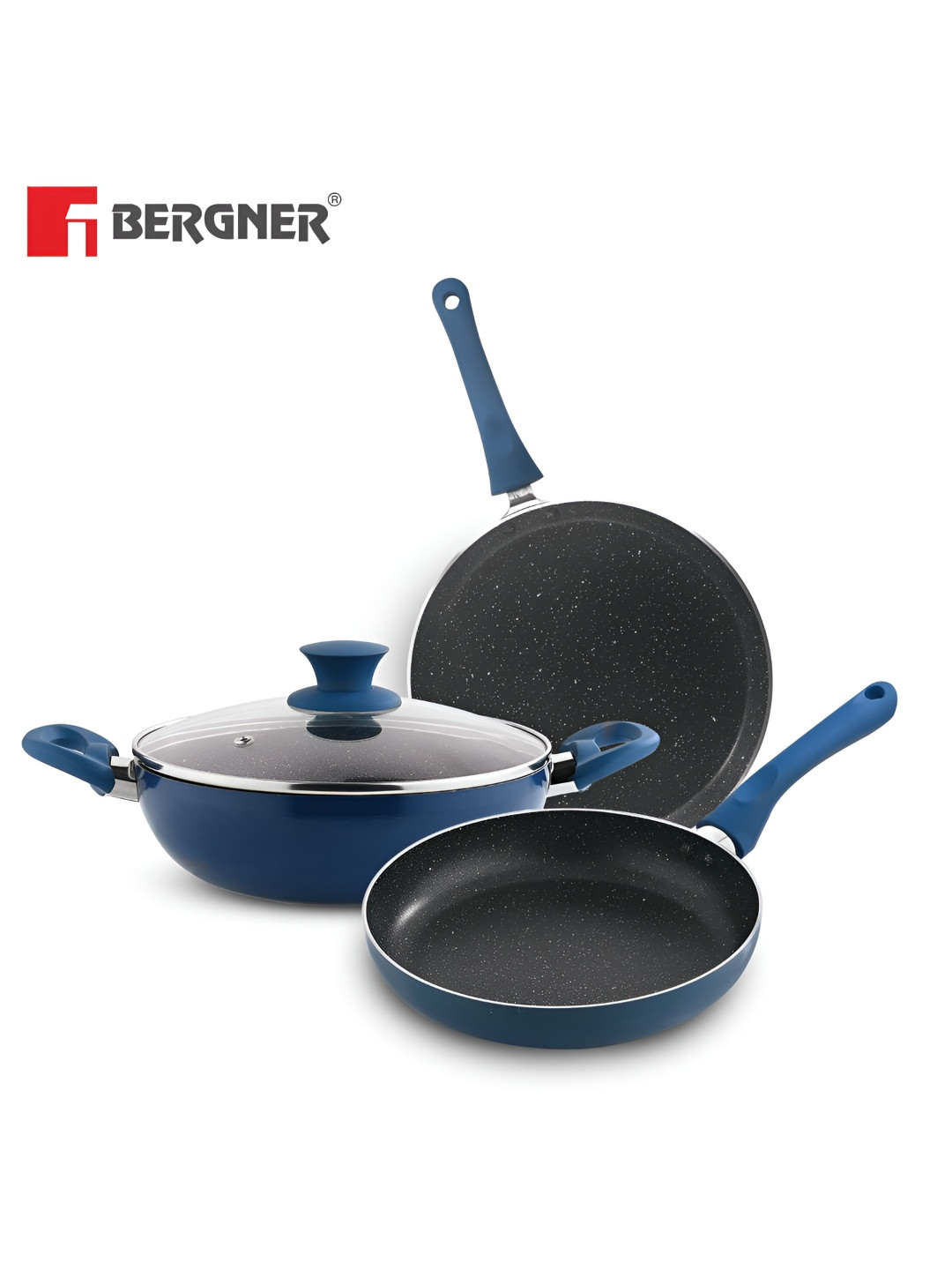 BERGNER Blue Induction Base Aluminium Cookware Set of