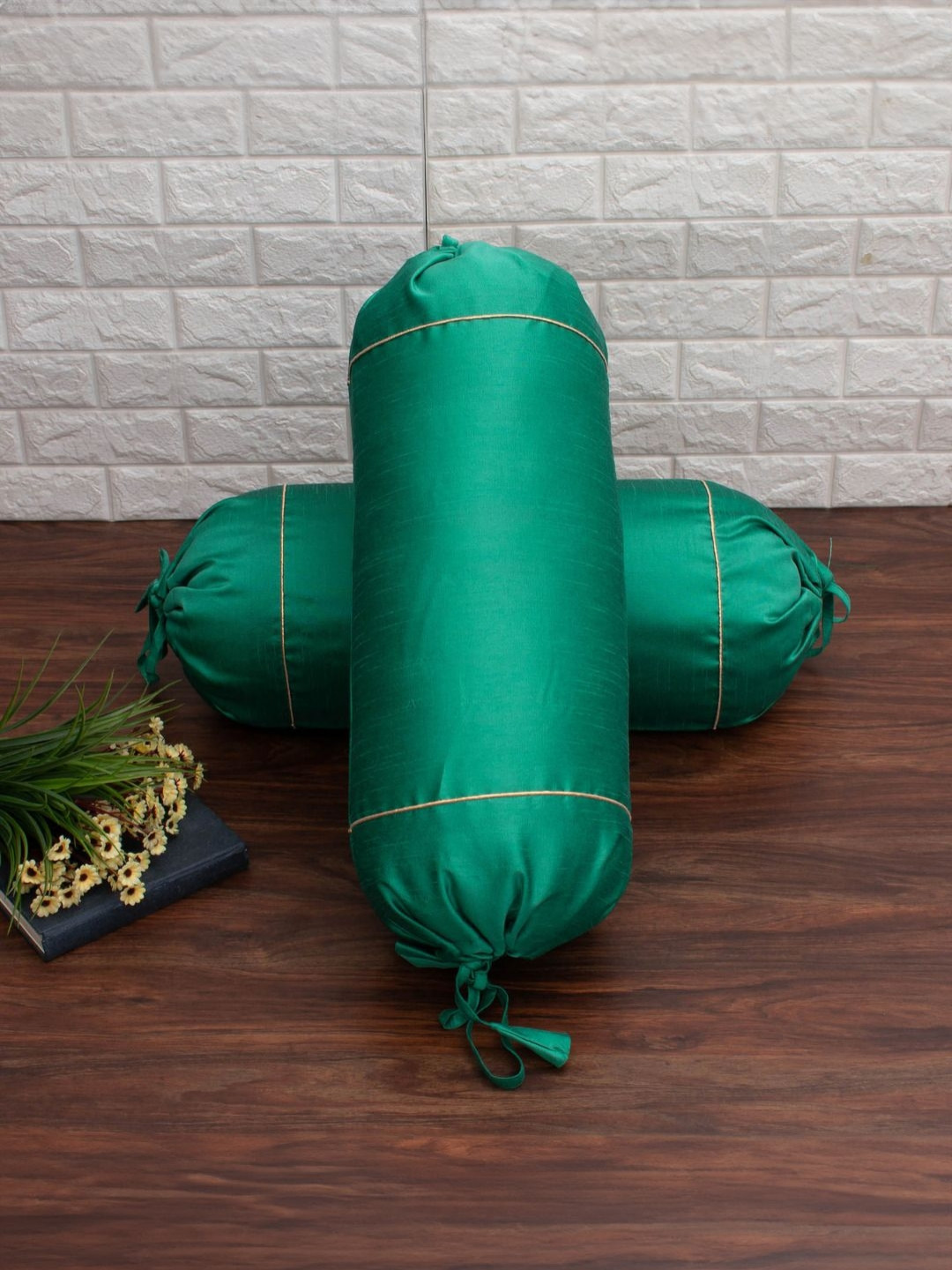 RoyalDeco 2-Pcs Green BolsterCovers