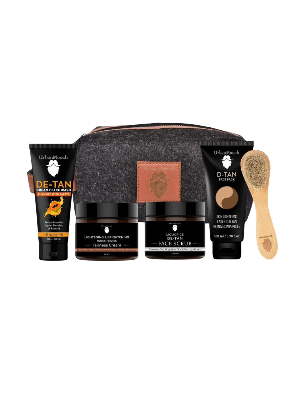 UrbanMooch Set Of 6 Face Wash, Cream, Detan Scrub, Detan Pack, Brush& Toiletry Bag