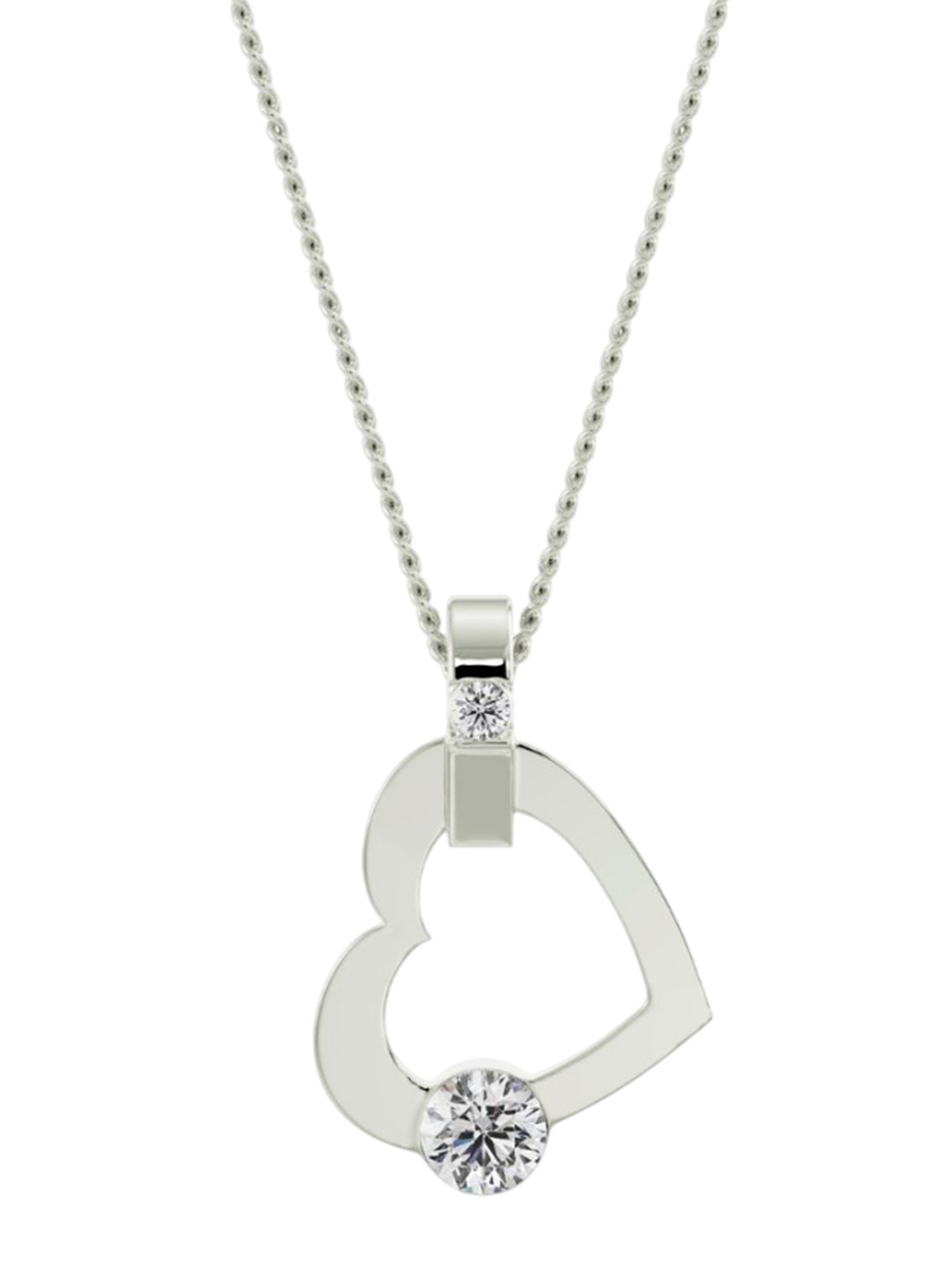 Emori Tilted Heart Lab Diamond in 14KT Gold Pendant