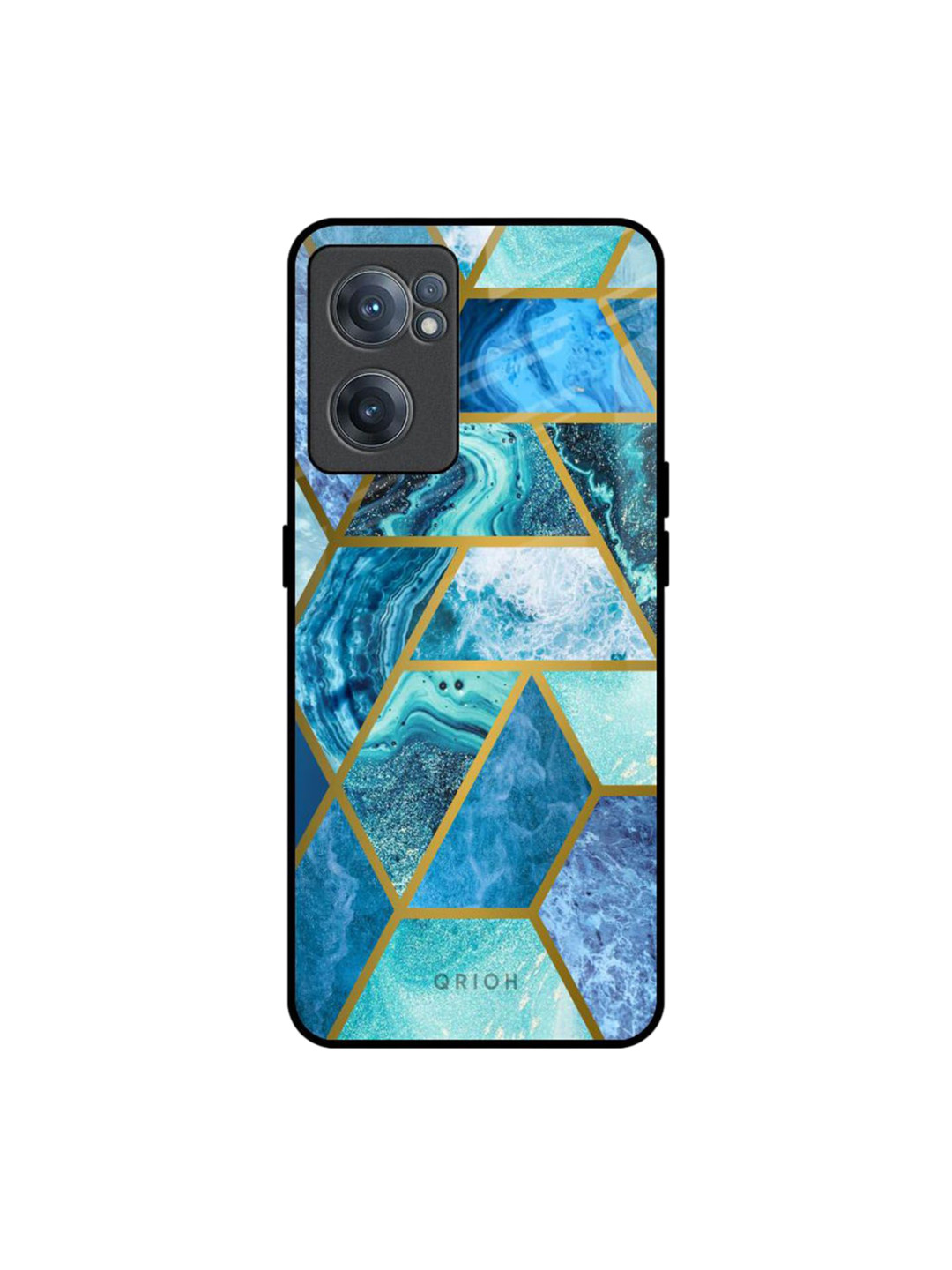 QRIOH Turquoise Geometrical Marble Real Printed OnePlus Nord CE 2 Back Case