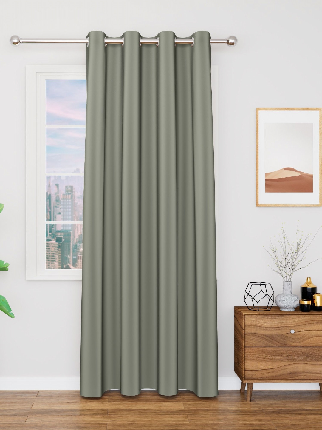 Myntra Elegant Homes Meh Collection Grey Blackout Door Curtain