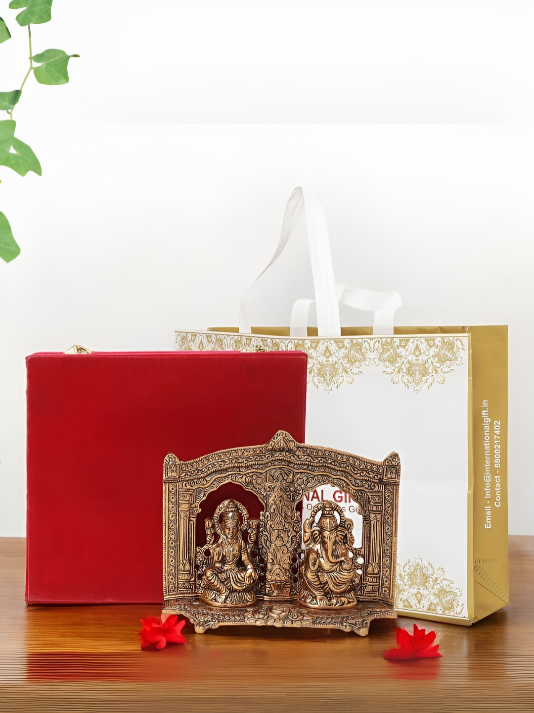 INTERNATIONAL GIFT Laxmi Ganesh Copper Aluminium Metallic Prayer Room Medium Showpiece - 6.5 Inches