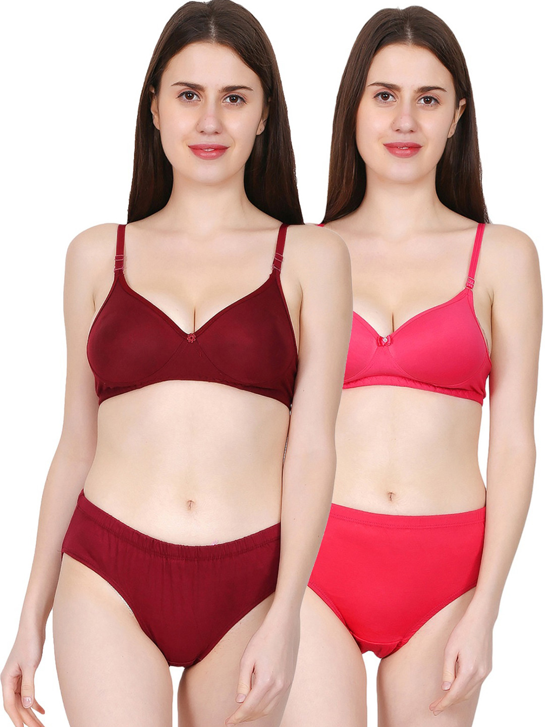 Fihana Pack Of 2 Adjustable Straps Lingerie Set PRSA-NP-MRN-PNK-30B