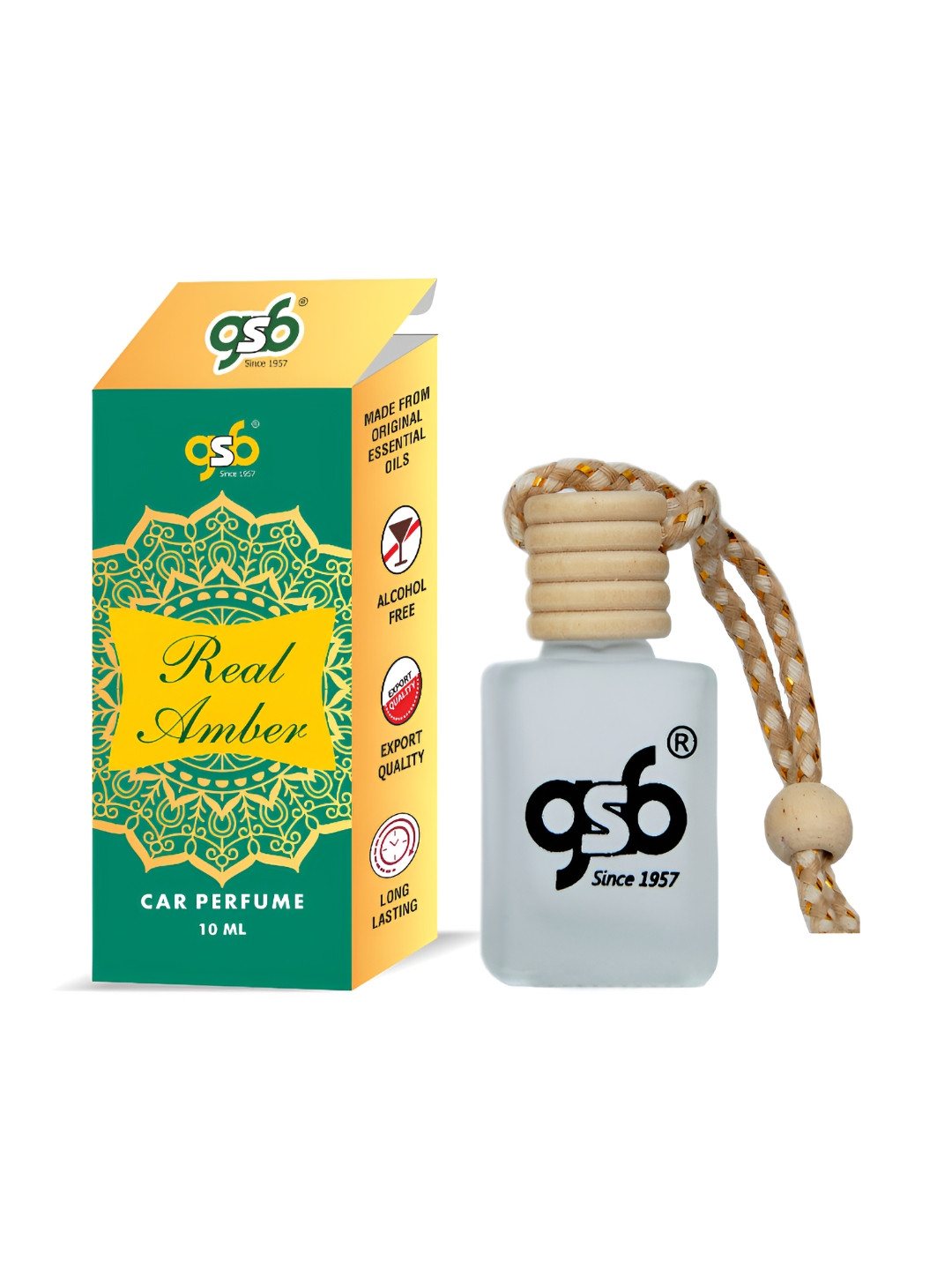 GSB Transparent Real Amber Hanging Car Air Freshener - 10 ml