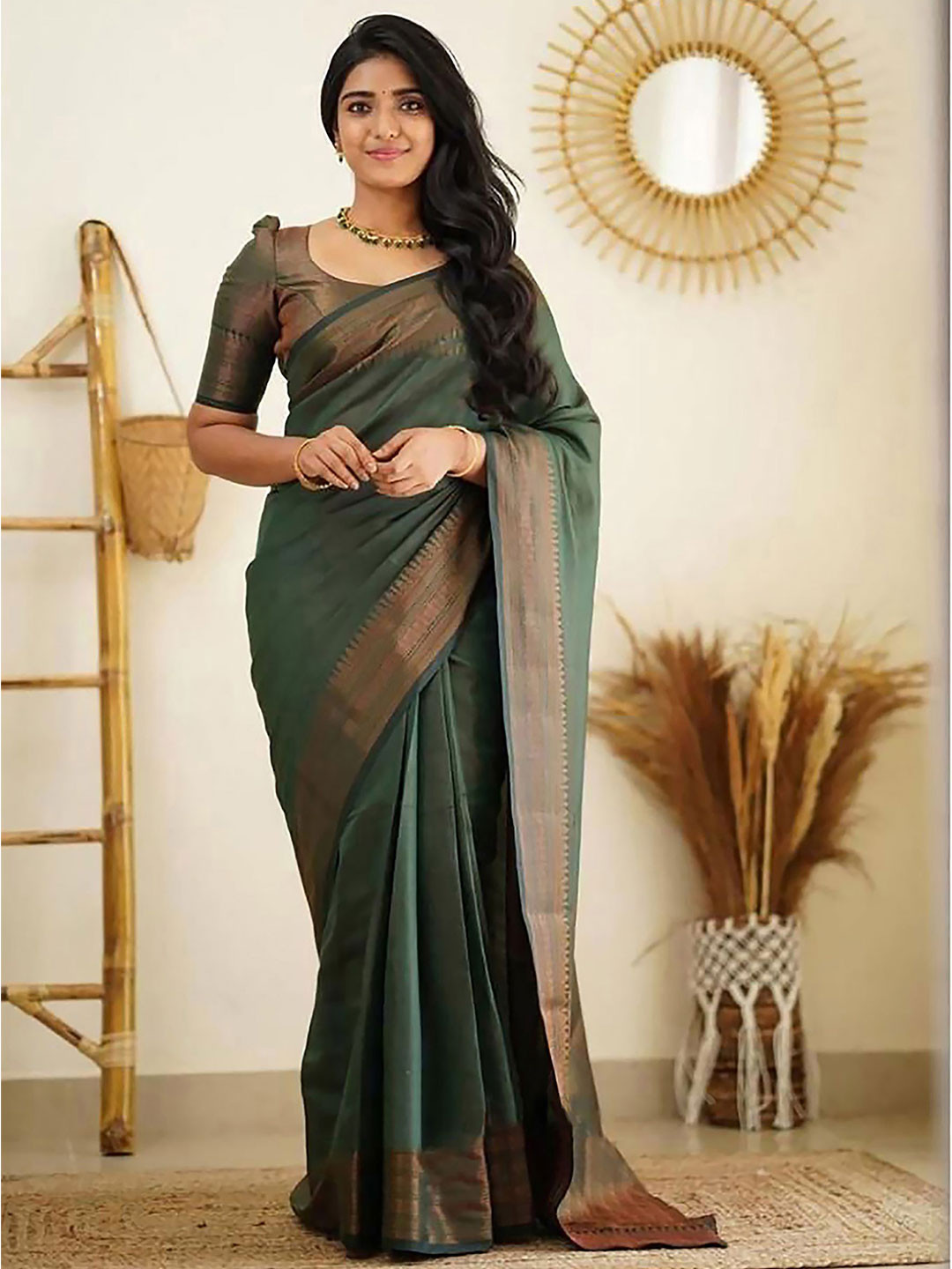 Anjaneya Sarees Zari Silk Blend Banarasi Saree