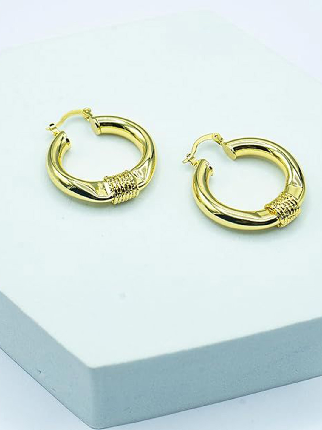 ISHI New York Gold-Plated Twirled Gold Hoops