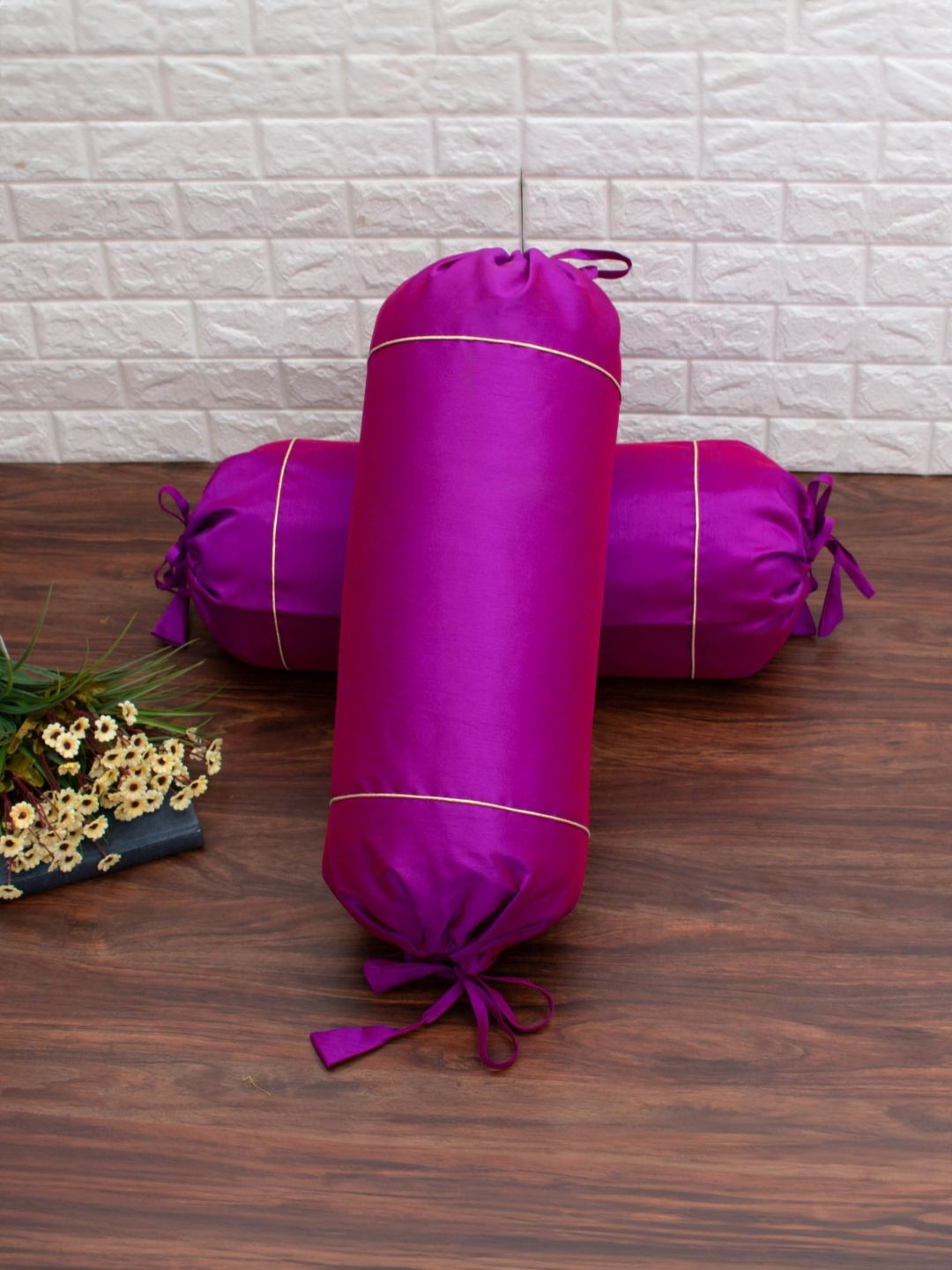RoyalDeco 2-Pcs Purple BolsterCovers