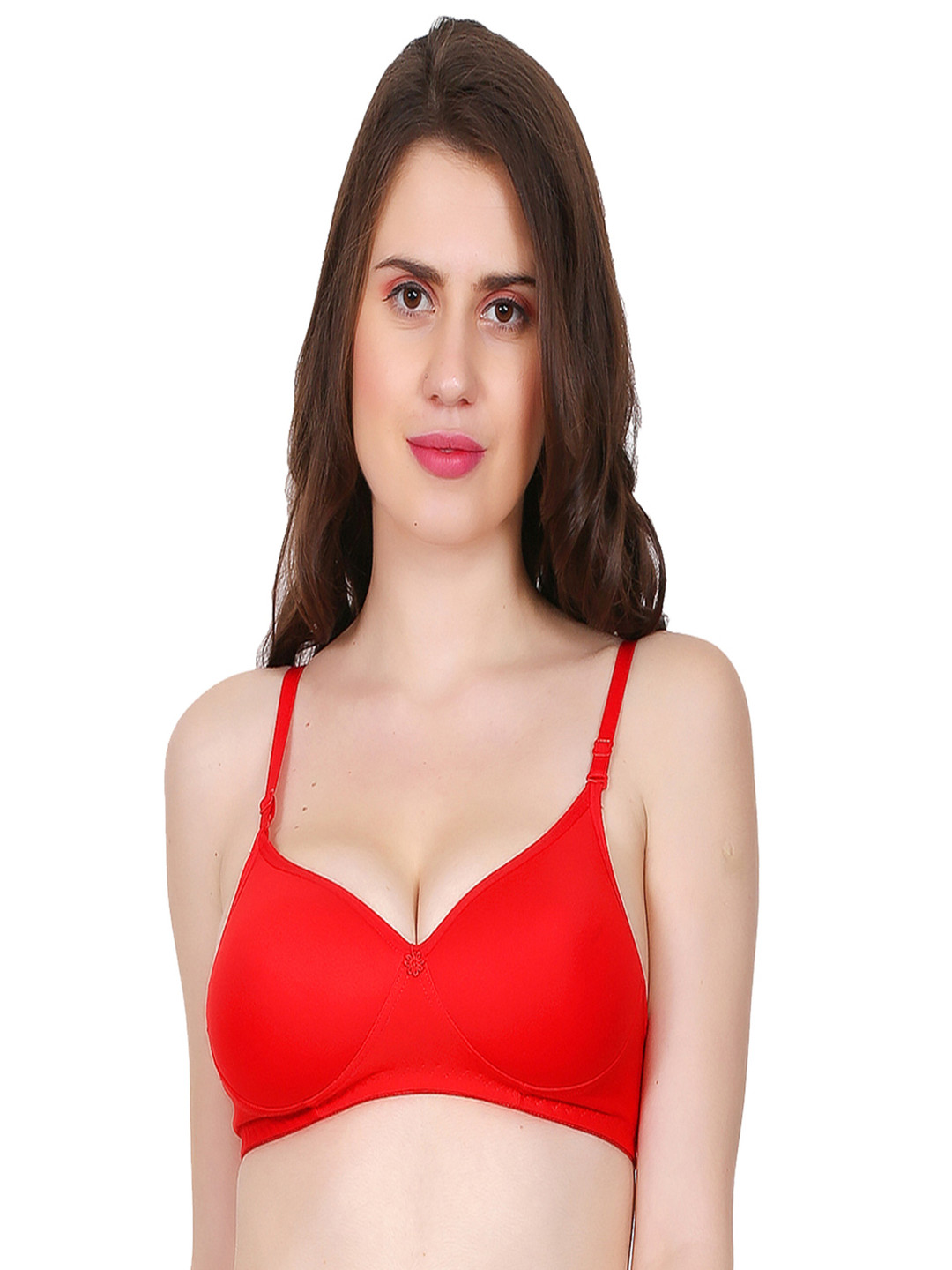 Fihana Women Padded With Adjustable Straps Lingerie Set HINA-PAD-RED-30B