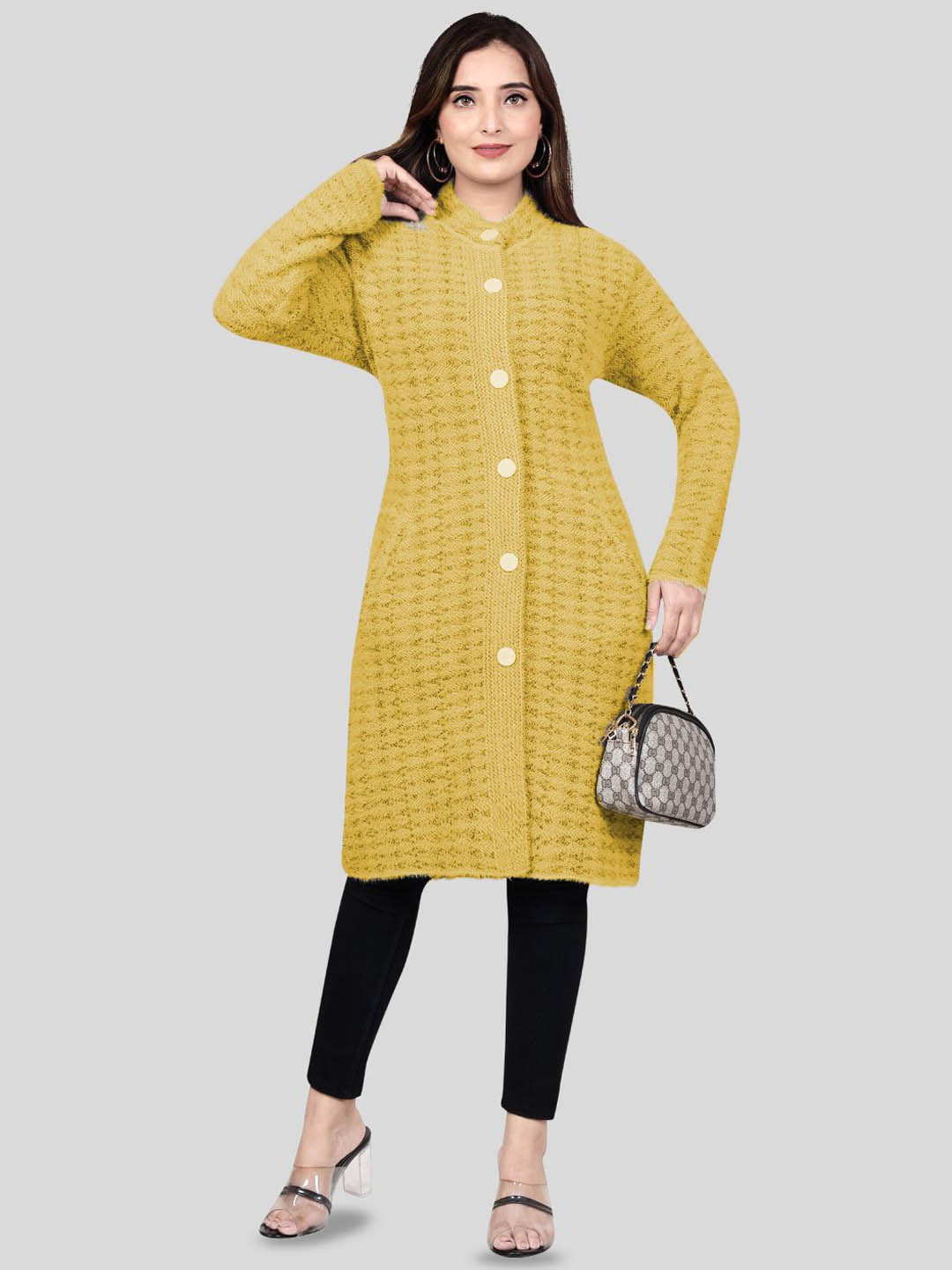 Wool's Kart Women Self Design Wool Coat