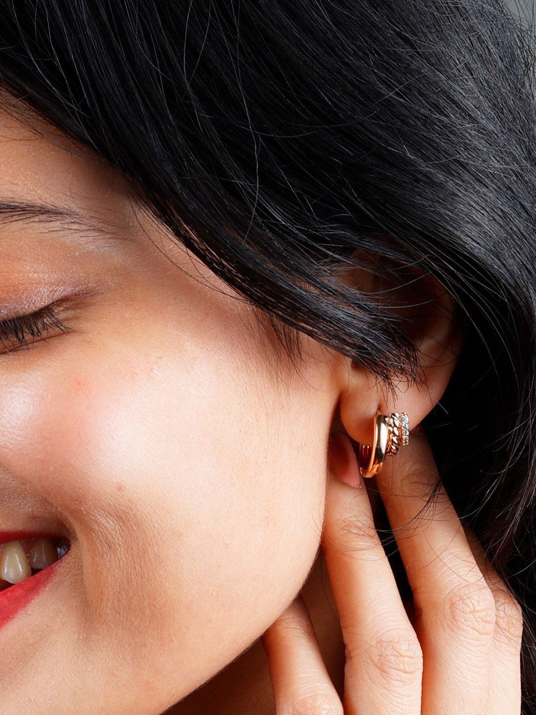 ISHI New York Rose Gold-Plated Twisted Trio Hoop Earrings