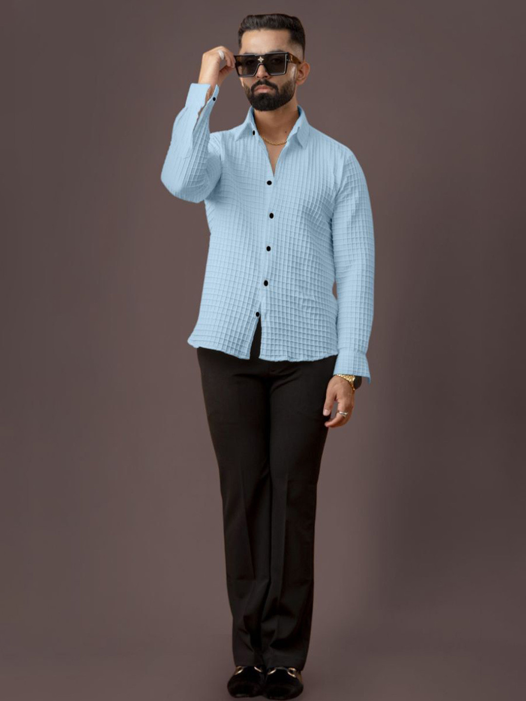 Men's Regular Fit Textured Casual Shirt