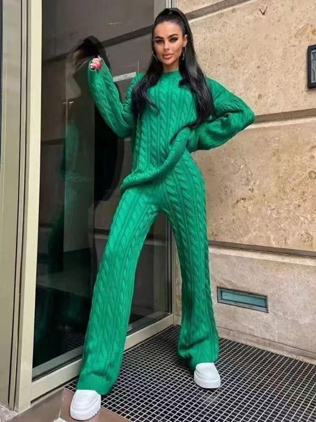 Miss Mosa By Akanksha  Green Nia Luxe Winter Co-Ord Set - Tracksuit