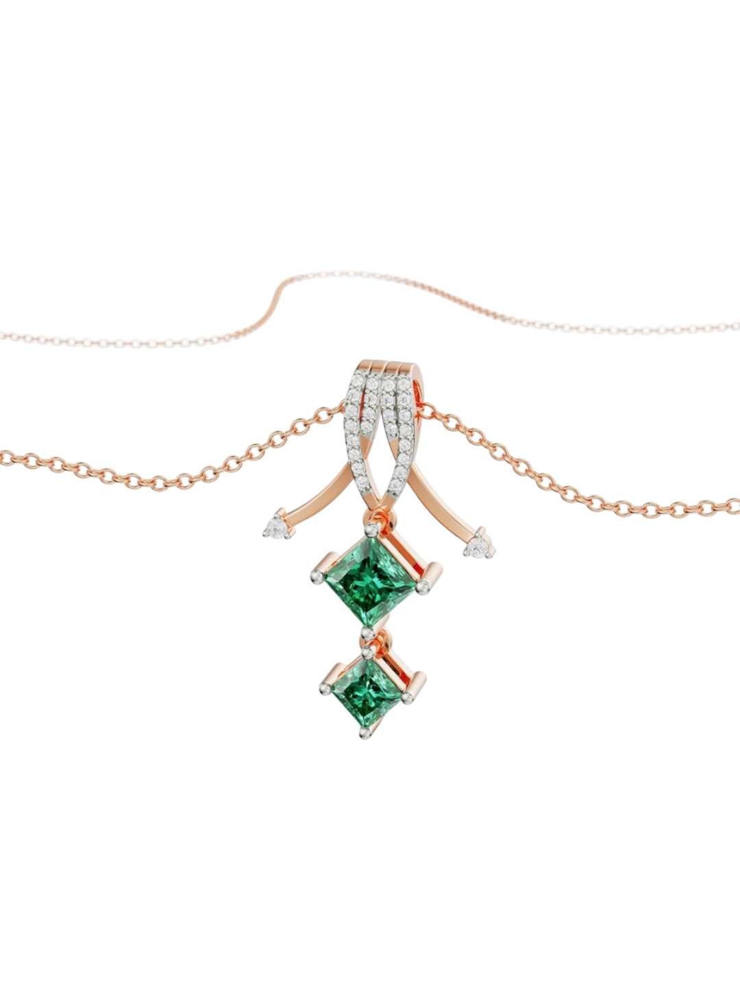 Emori Arrow Emerald Lab Diamond Pendant in 18KT Gold