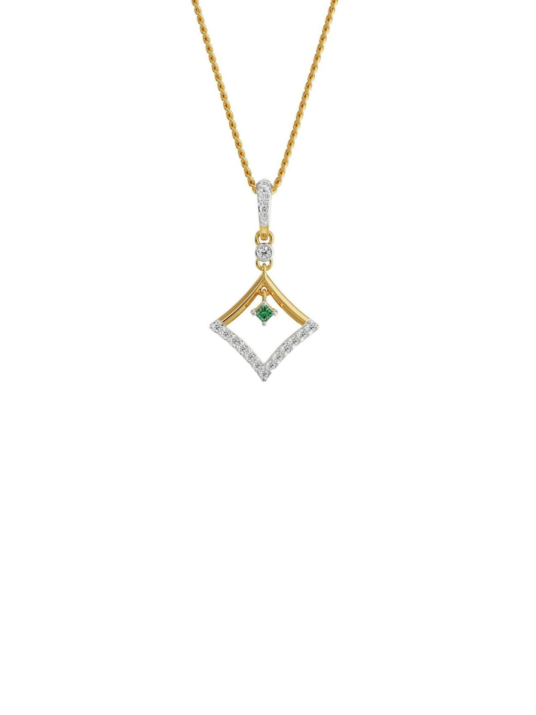 Emori Elegant Emerald Lab Diamond Pendant in 18KT Gold