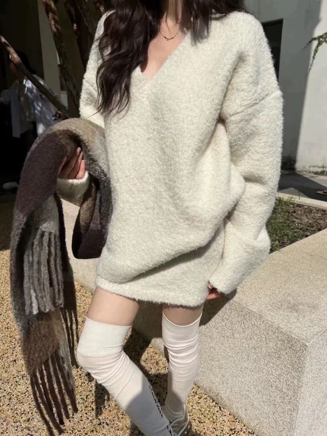 Miss Mosa By Akanksha  Beige Bosco Winter Pure Wool Co-Ord Set - Set of Sweater And Skirt