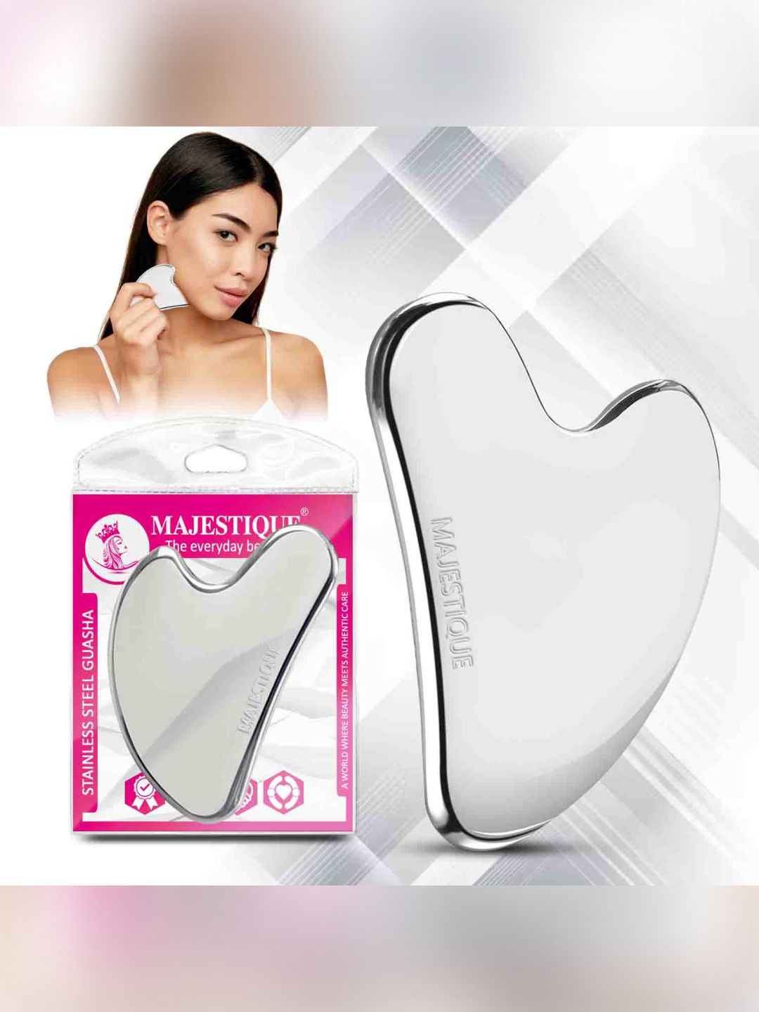 MAJESTIQUE Stainless Steel Premium Gua-Sha for Face & Body