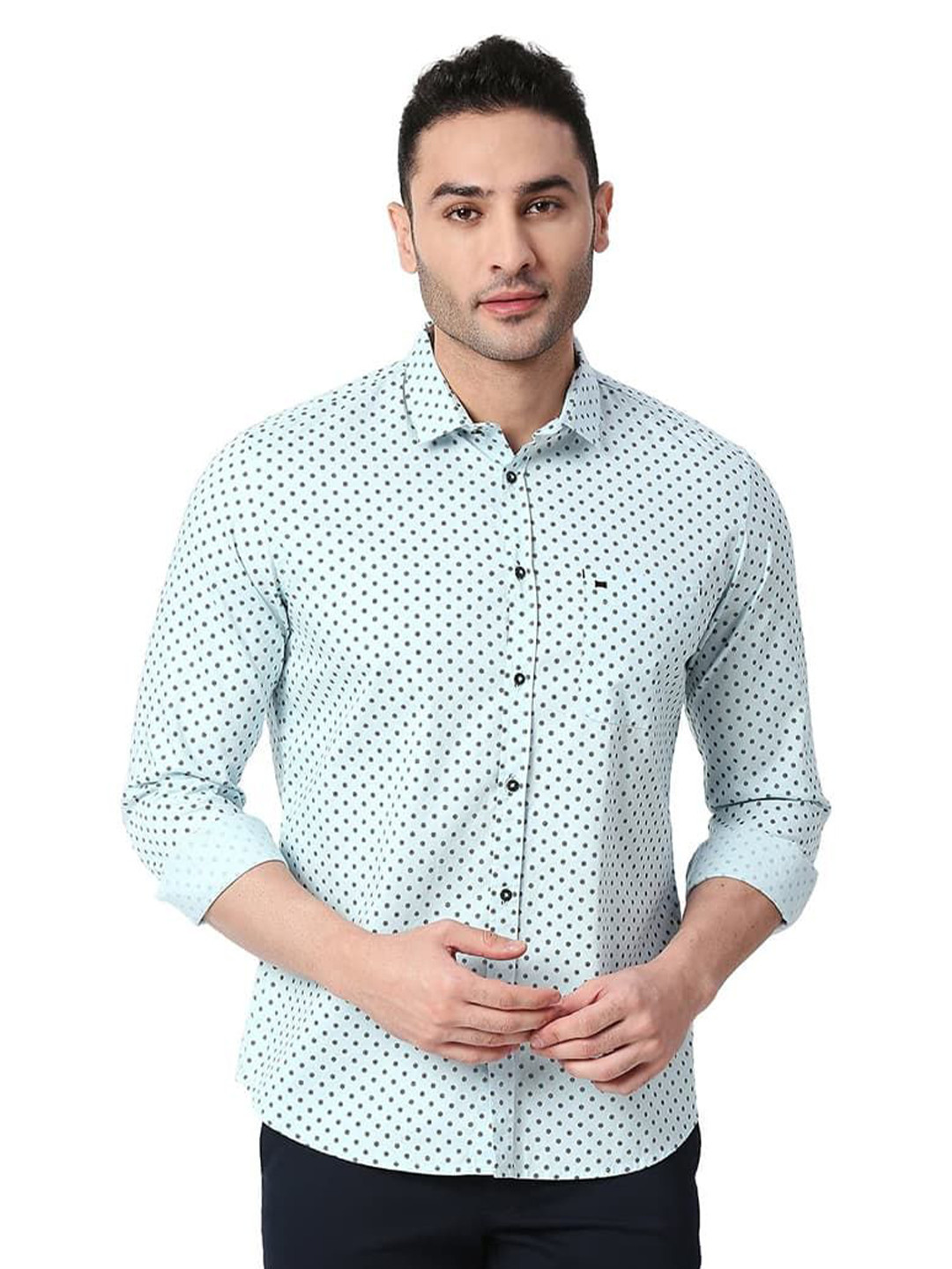 Basics Men Relaxed Fit Spread Collar Floral Printed Cotton Casual Shirt