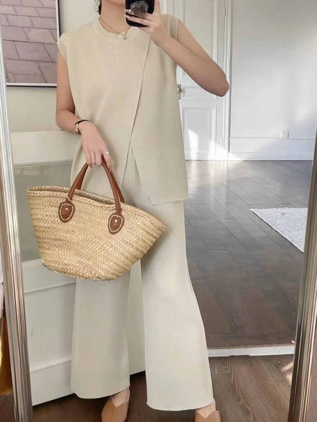 Miss Mosa By Akanksha  Beige Maxine Top & Trouser Coord Set