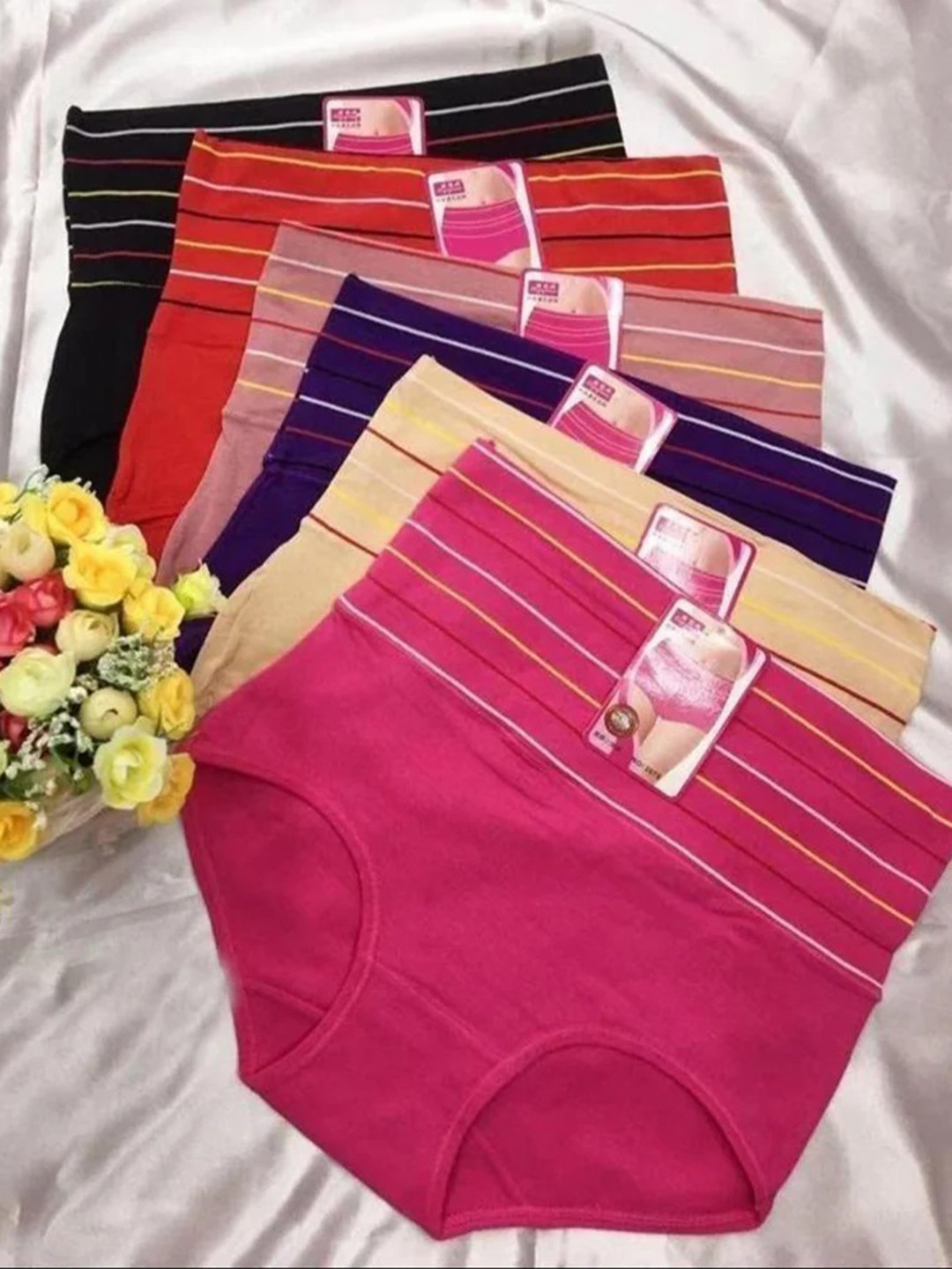 Diving Deep Pack Of 6 Striped Boy shorts Briefs Line Panty0003_Pack of 1_M-Multicolor