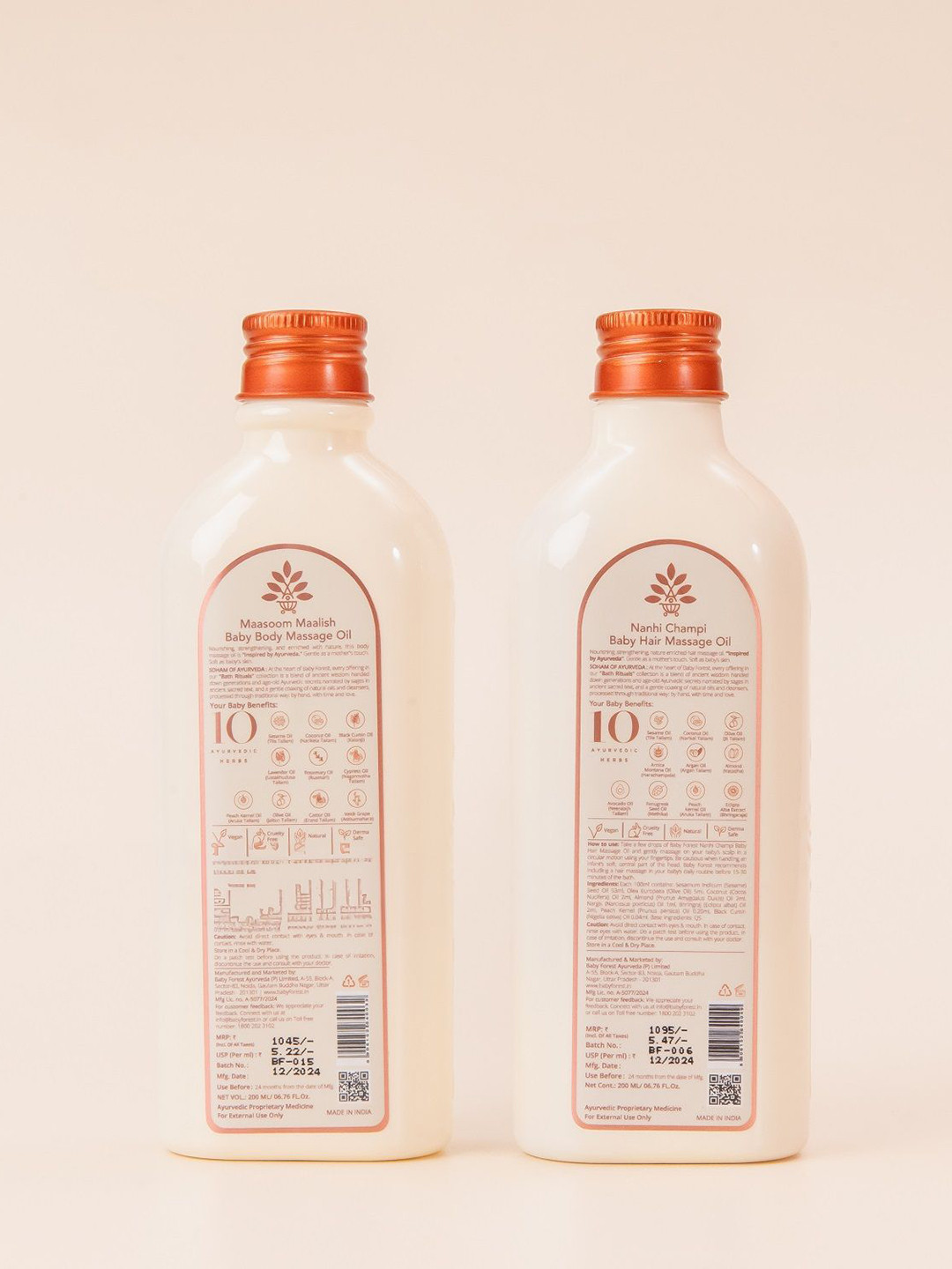 Baby Forest Set Of 2 Baby Hair & Body Massage Oil Maasoom Petika - 200 ml Each